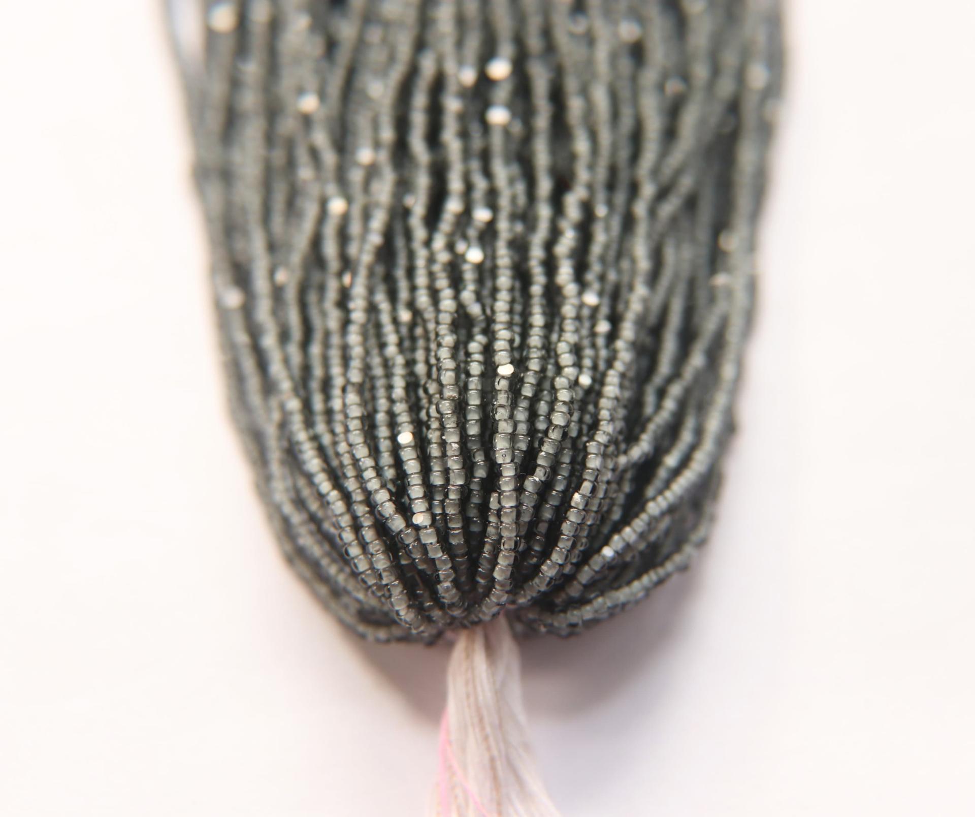 11/0 Hanks Charlotte Cut Beads Black Diamond Off White Lined 1/5/25/50/100 Hanks PREMIUM SEED BEADS, Native Supplies