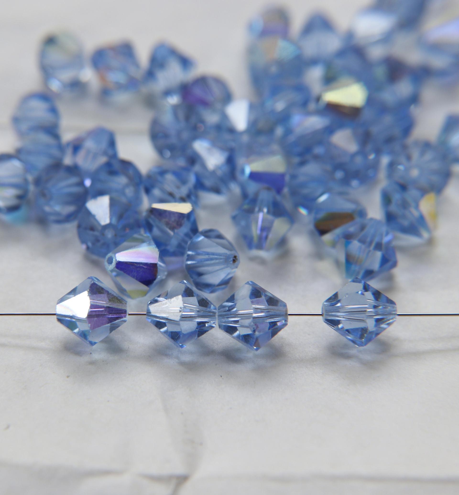 10MM Light Sapphire AB (211) Vintage Swarovski Bicone Beads 12/36/72/144/288 Pieces Haute couture embellishments, premium beads, vintage