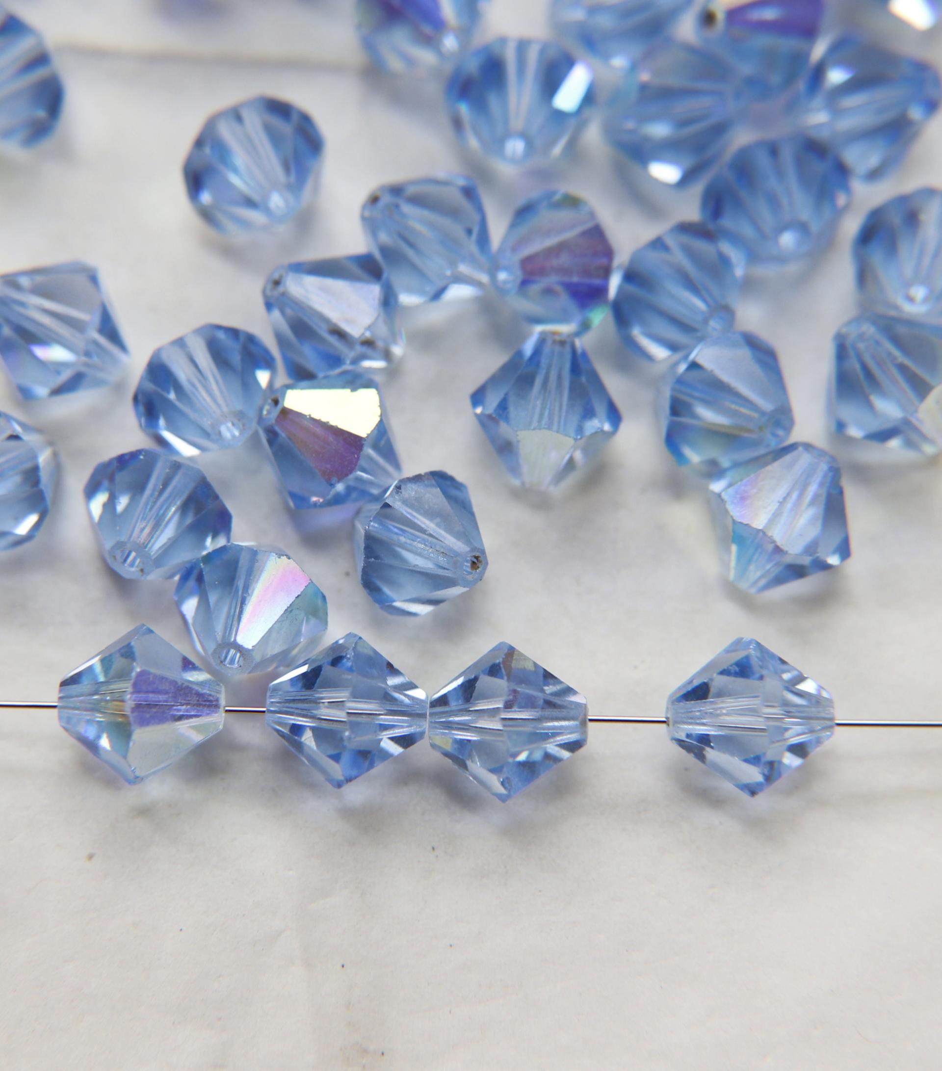 10MM Light Sapphire AB (211) Vintage Swarovski Bicone Beads 12/36/72/144/288 Pieces Haute couture embellishments, premium beads, vintage