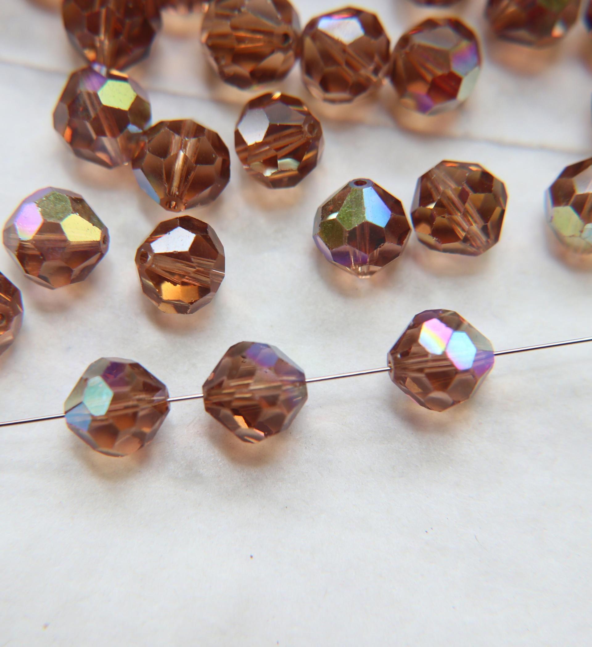 10mm Vintage Swarovski crystal beads, Light Smoked Topaz AB Vintage faceted article 5309, 2/6/12/36/72/144 Pieces Vintage findings