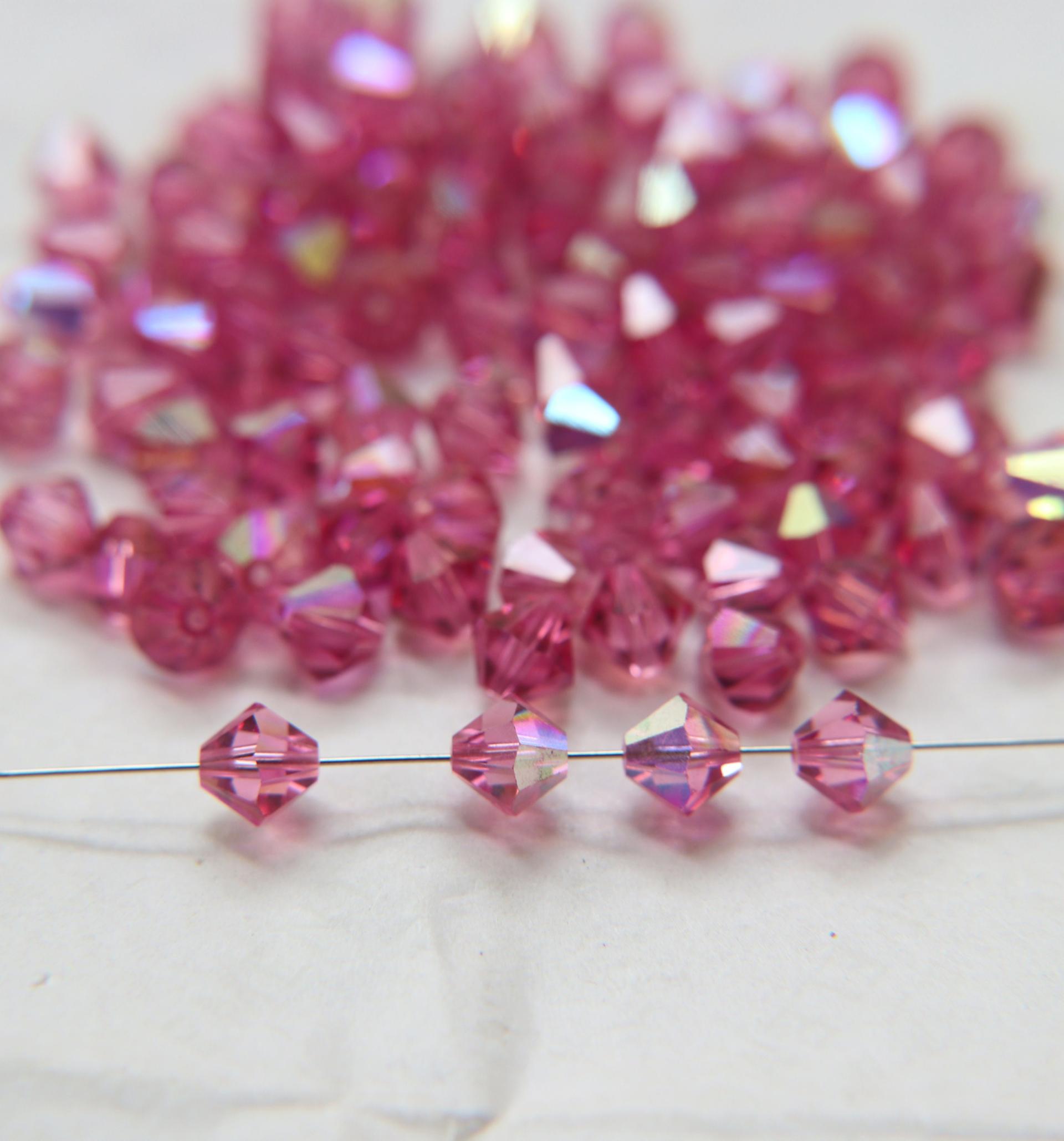 7mm Rose AB Bicone beads Cuts 12/36/72/144/288 Pieces (209) Premium Materials