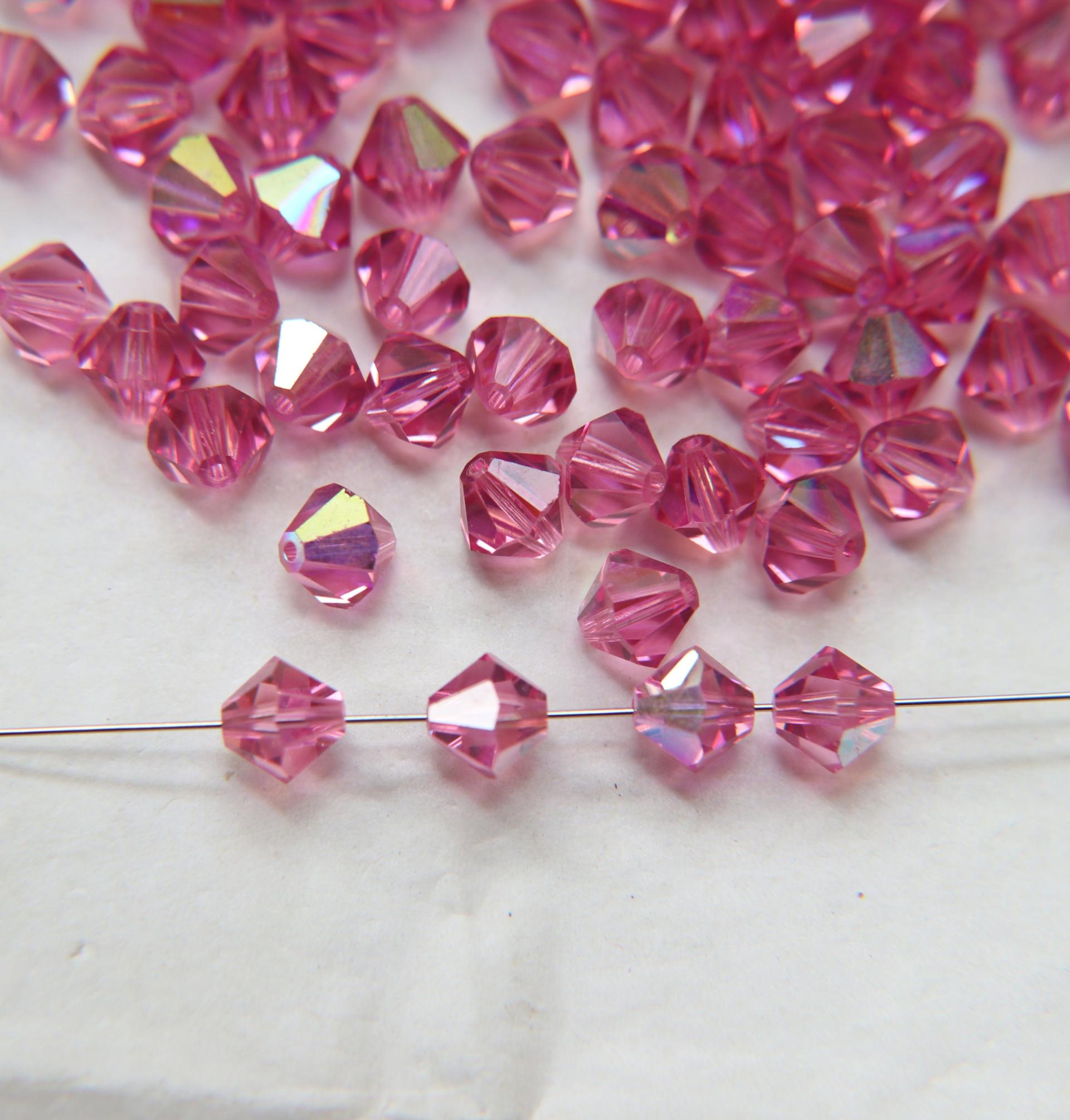 7mm Rose AB Bicone beads Cuts 12/36/72/144/288 Pieces (209) Premium Materials