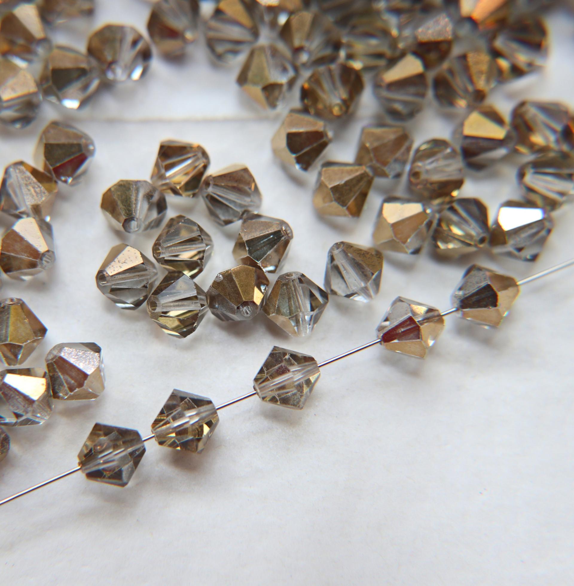 8mm Crystal Comet Gold Bicone beads Cuts 12/36/72/144 Pieces Premium Materials