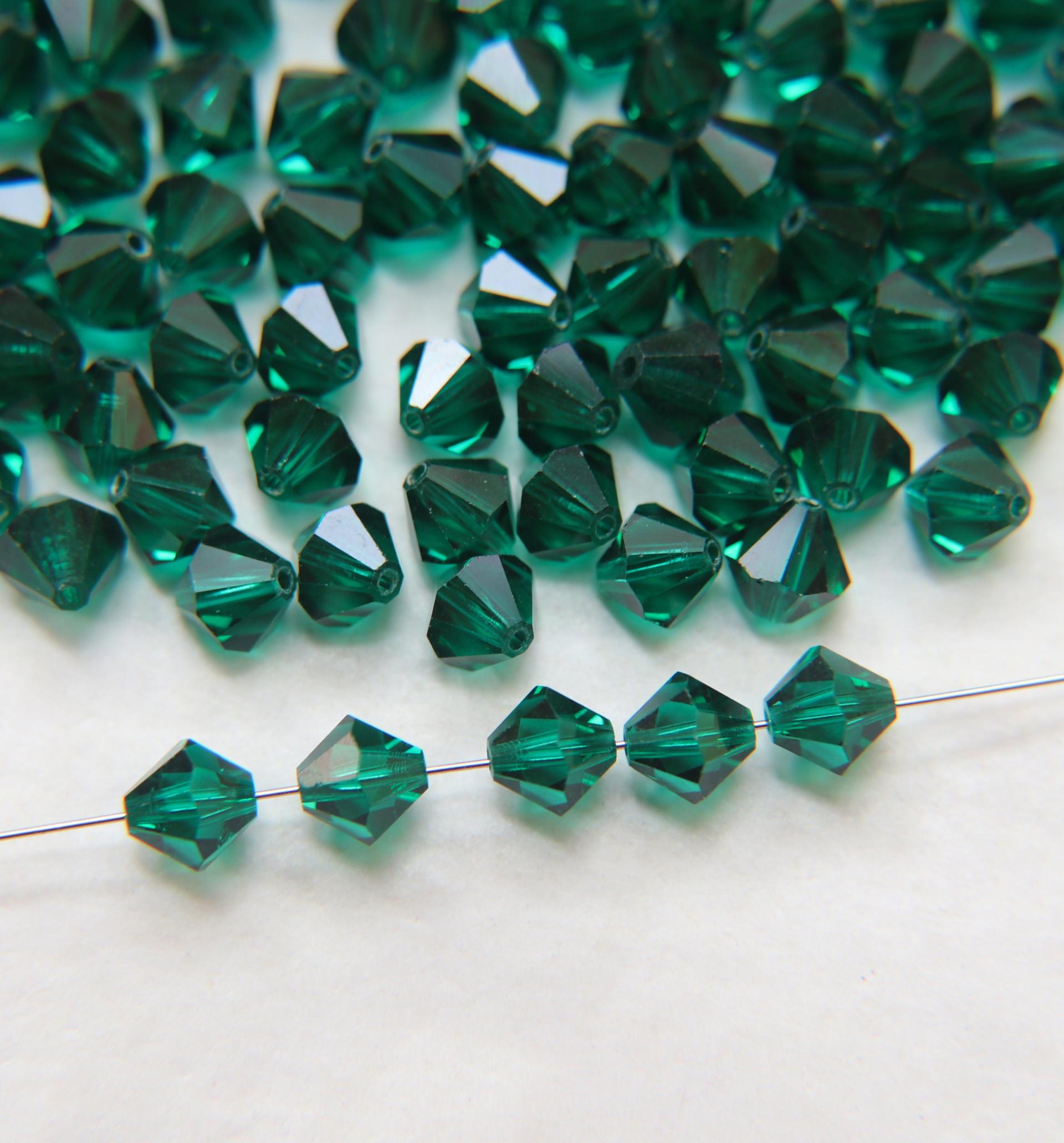 7mm Emerald  Bicone beads Cuts 12/36/72/144/288 Pieces (205) Premium Materials