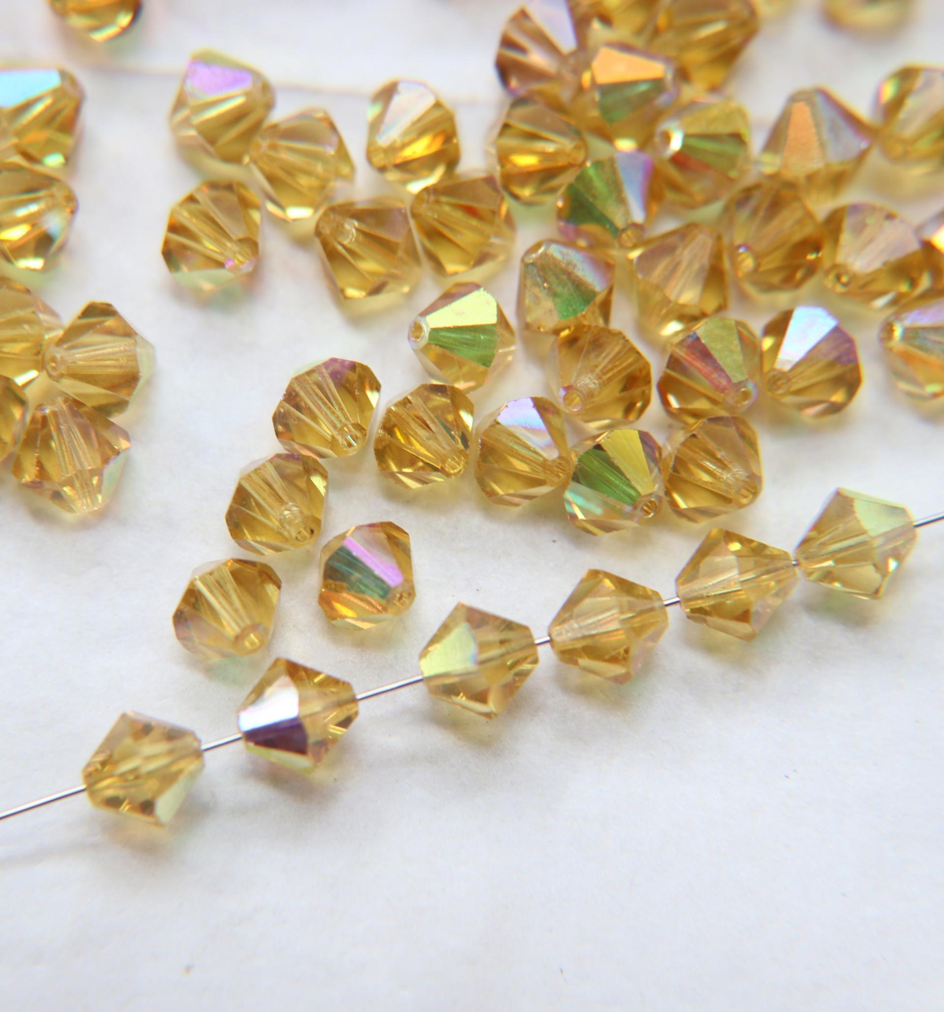 7mm Vintage Swarovski Light Topaz AB Bicone beads Cuts 12/36/72/144/288 Pieces (226) Premium Materials