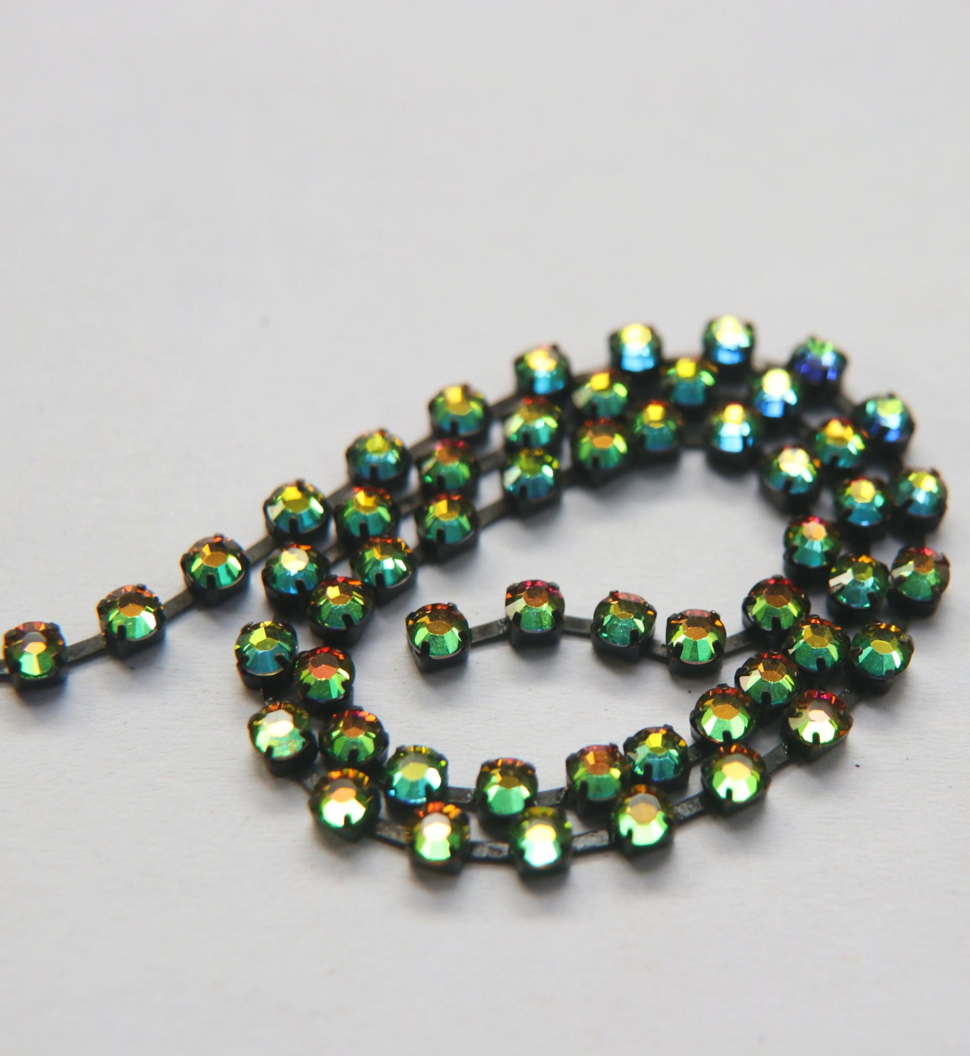 16ss Swarovski 2088 Chain Flat Back Crystal Vitrail Medium 4mm 0.5/1/2/5 Meters Vintage Black Settings Wedding Supplies|Jewelry Making
