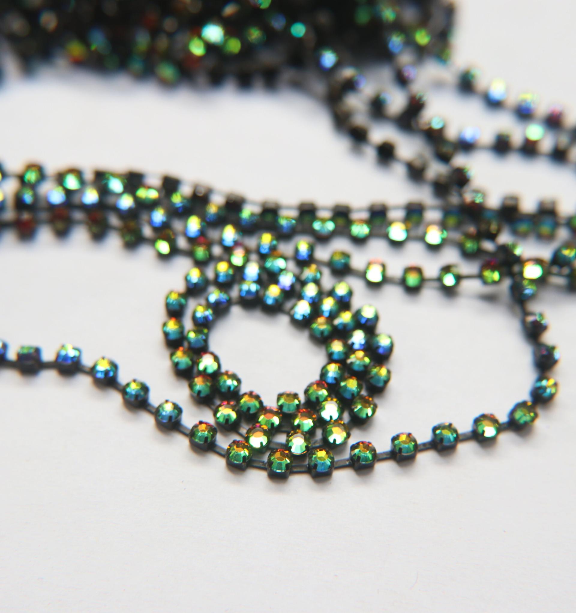 16ss Swarovski 2088 Chain Flat Back Crystal Vitrail Medium 4mm 0.5/1/2/5 Meters Vintage Black Settings Wedding Supplies|Jewelry Making