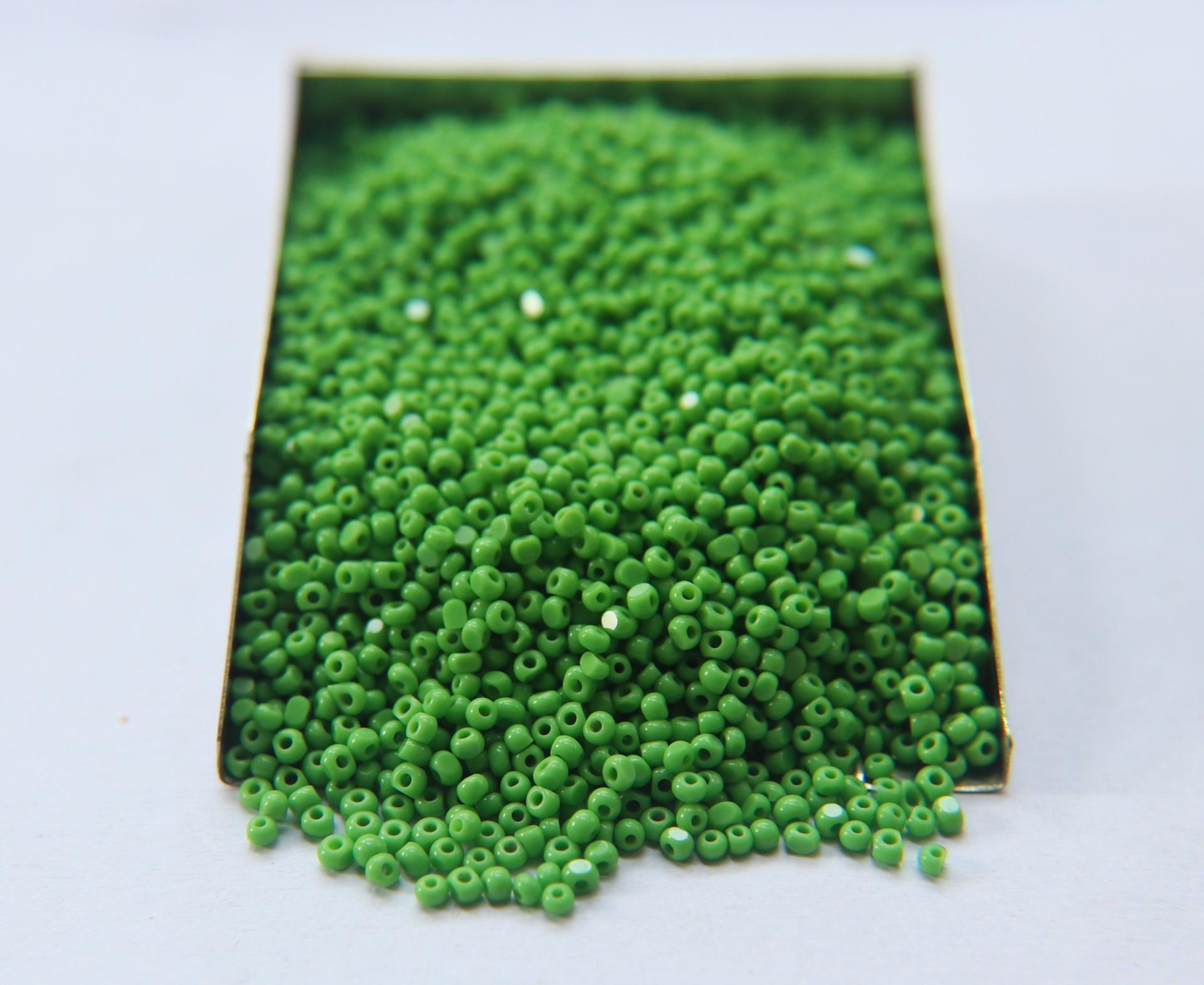 11/0 Charlotte Cut Beads Opaque Medium Green 10/20/50/250/500 Grams Native Supply, embroidery materials, jewelry making, vintage beads