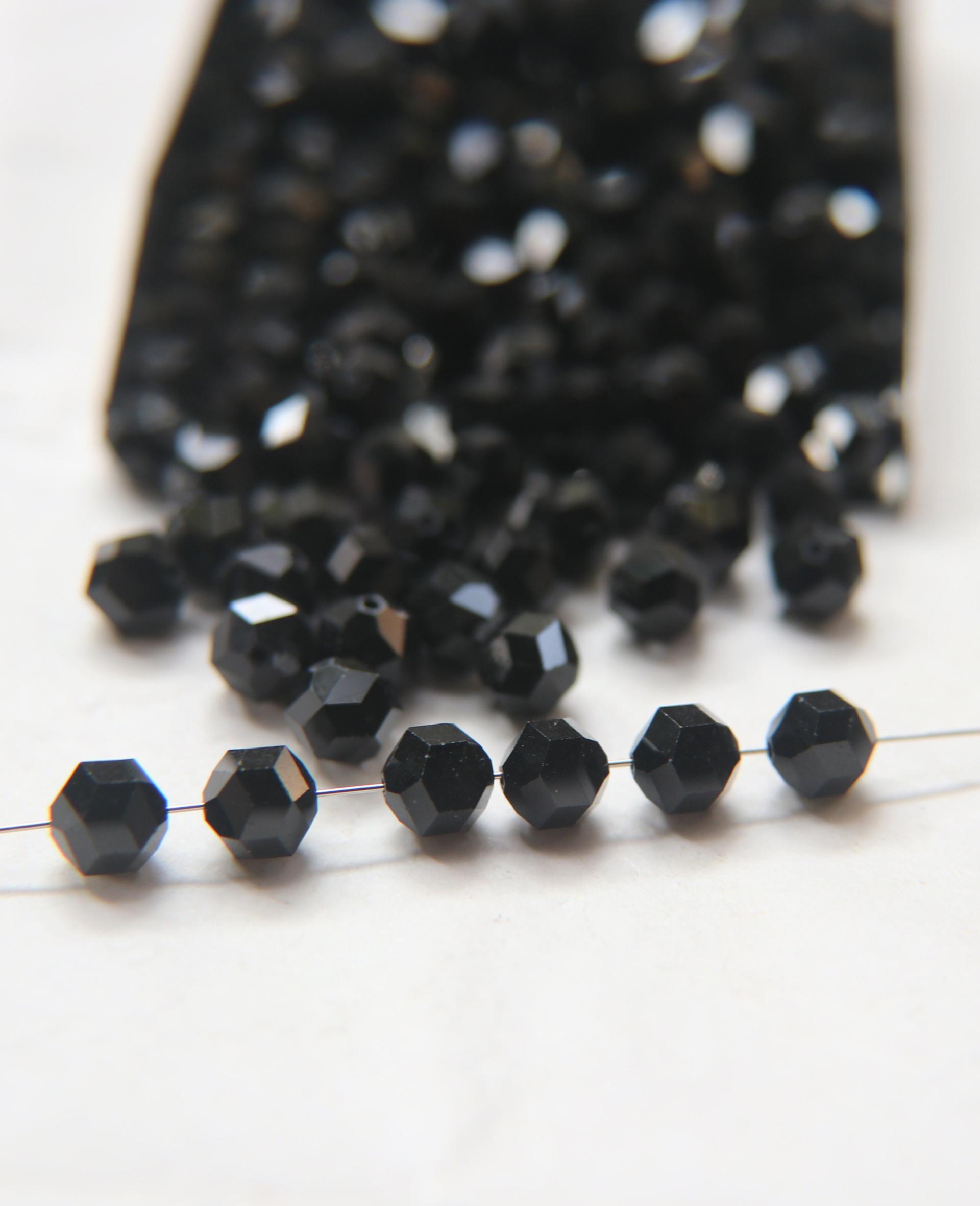 7mm Jet Vintage Swarovski rocky cut crystal beads - Art. 371/5007 2/6/12/36/72/144 Pieces PREMIUM MATERIALS