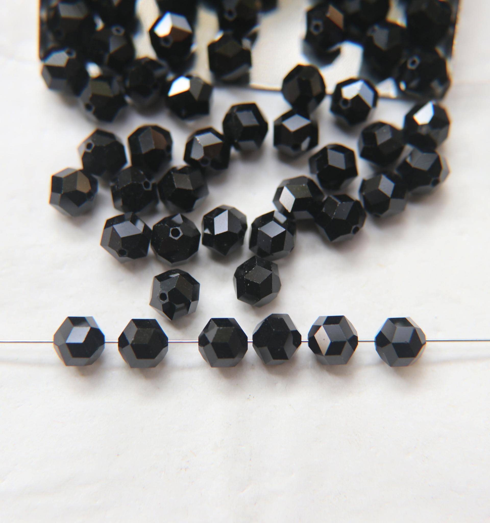 7mm Jet Vintage Swarovski rocky cut crystal beads - Art. 371/5007 2/6/12/36/72/144 Pieces PREMIUM MATERIALS
