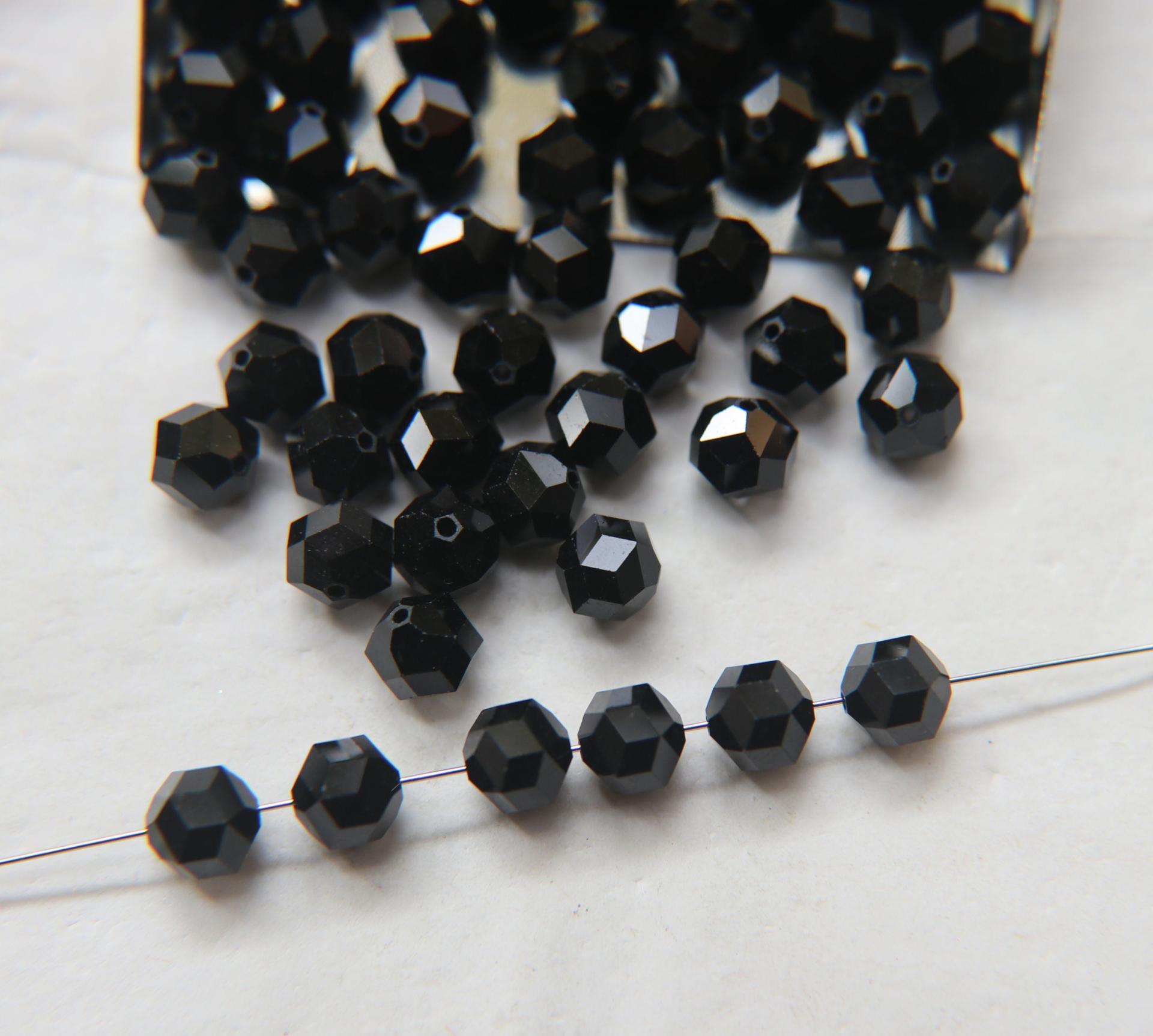 7mm Jet Vintage Swarovski rocky cut crystal beads - Art. 371/5007 2/6/12/36/72/144 Pieces PREMIUM MATERIALS