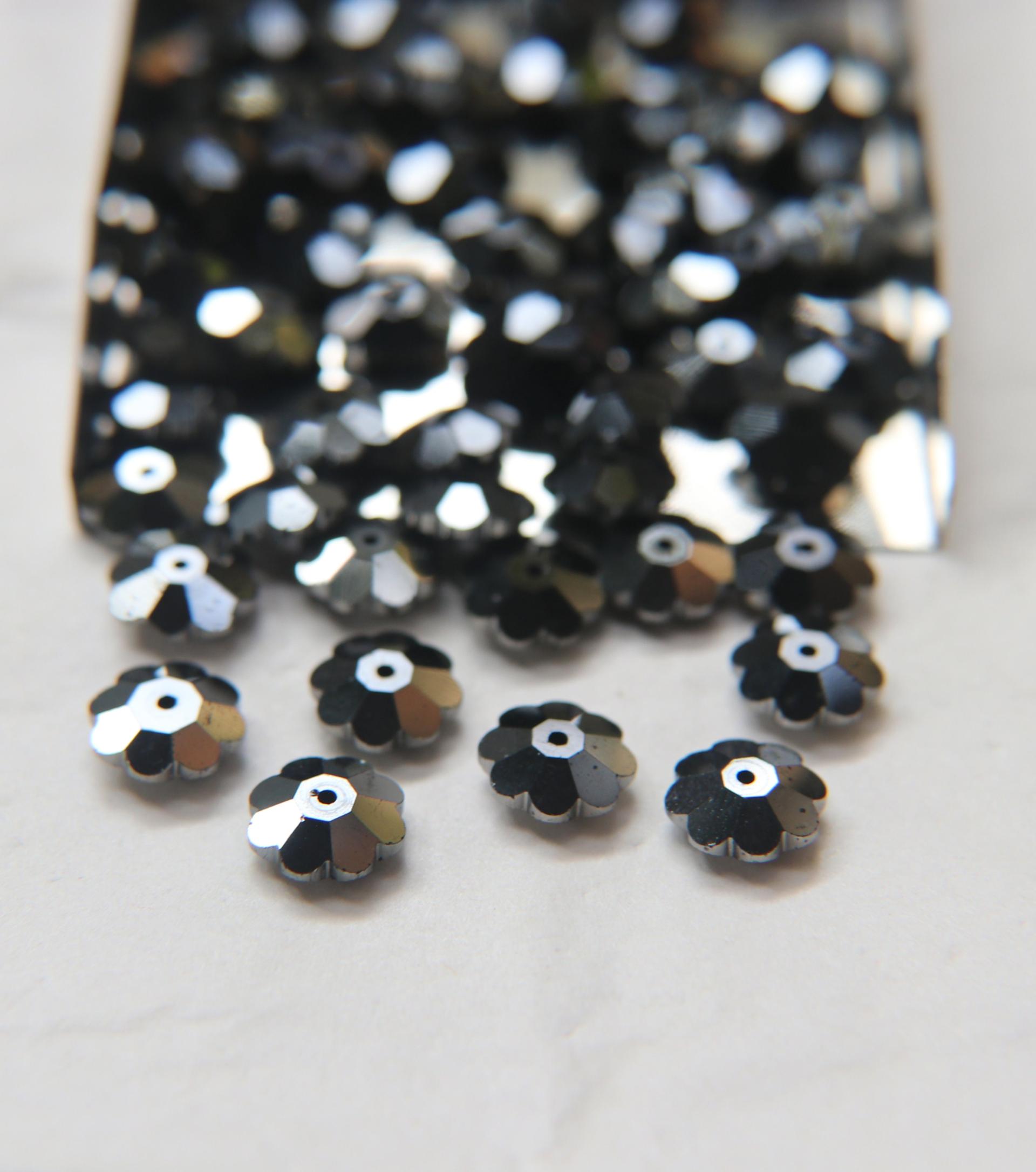 10mm Swarovski Margarita Jet Hematite Sew-on Stone (3700) Unfoiled 2/4/12 Pieces PREMIUM Materials