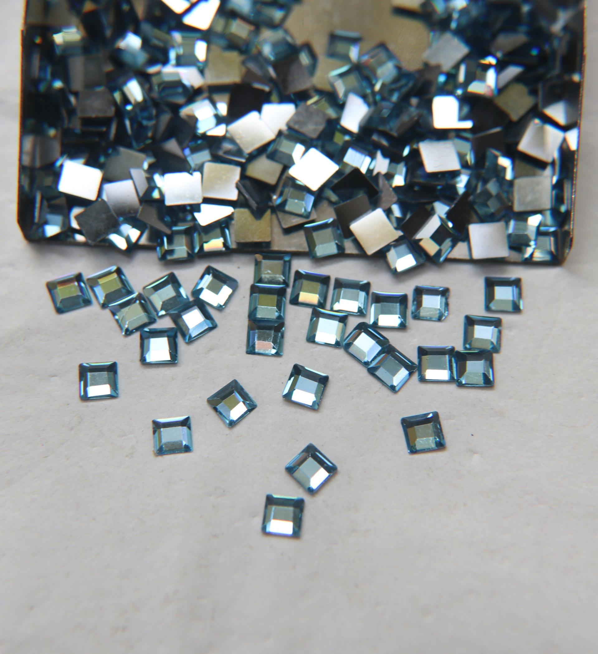 Swarovski Aquamarine Comet 2400 Square Flat Back Crystal 24/72/144/432/720 Pieces Nail art decoration, craft supplies, wedding decorations