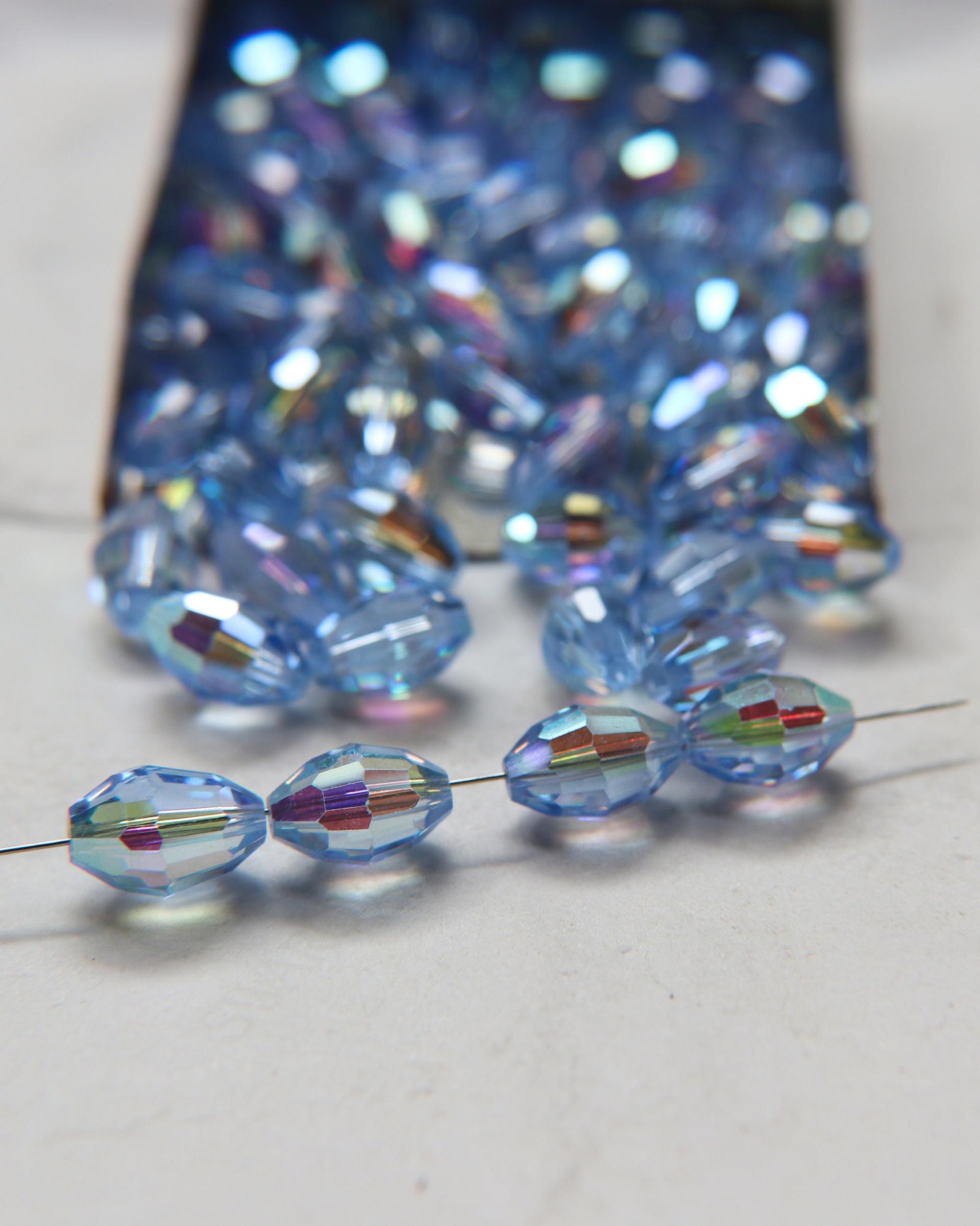 5200 Vintage 12x8 mm Swarovski crystal bead oval shape Light Sapphire Aurore Boreale 2/12/36 Pieces, fancy beads decorations, wedding