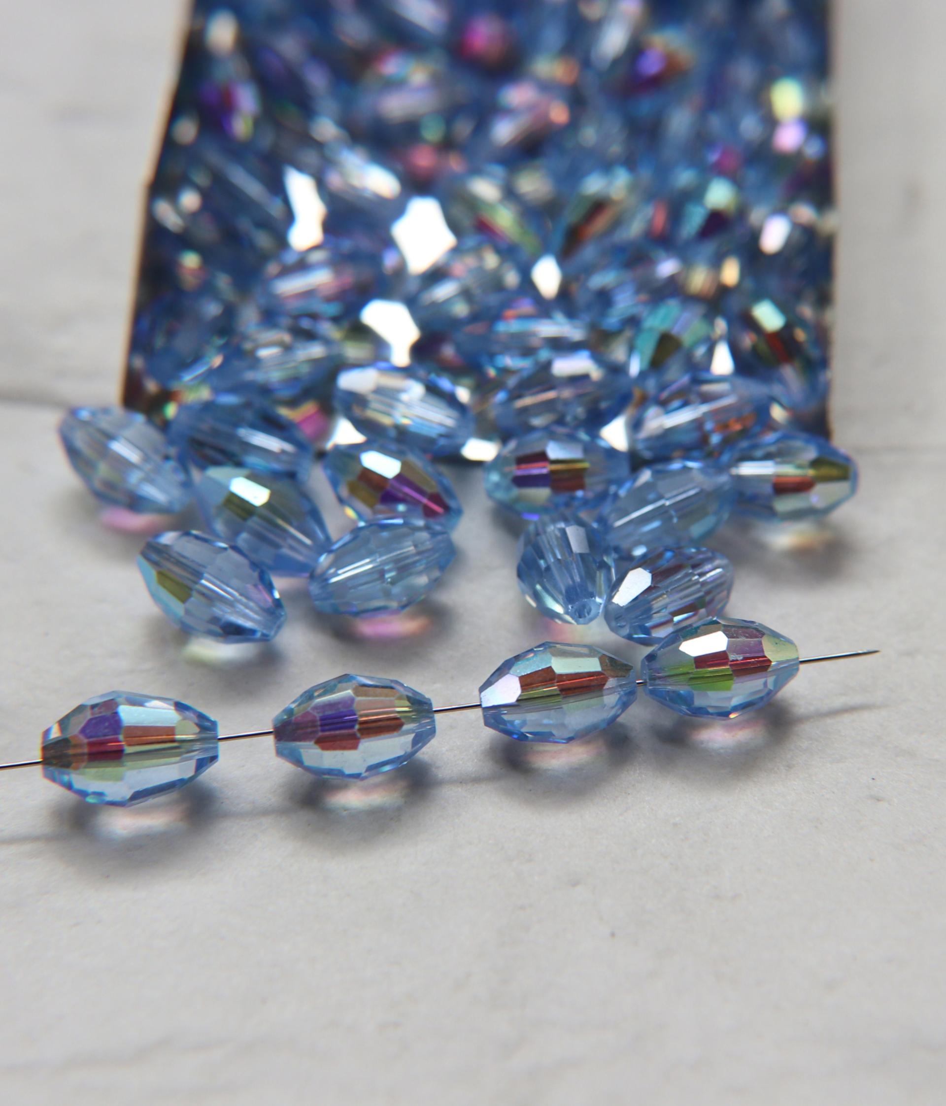 5200 Vintage 12x8 mm Swarovski crystal bead oval shape Light Sapphire Aurore Boreale 2/12/36 Pieces, fancy beads decorations, wedding