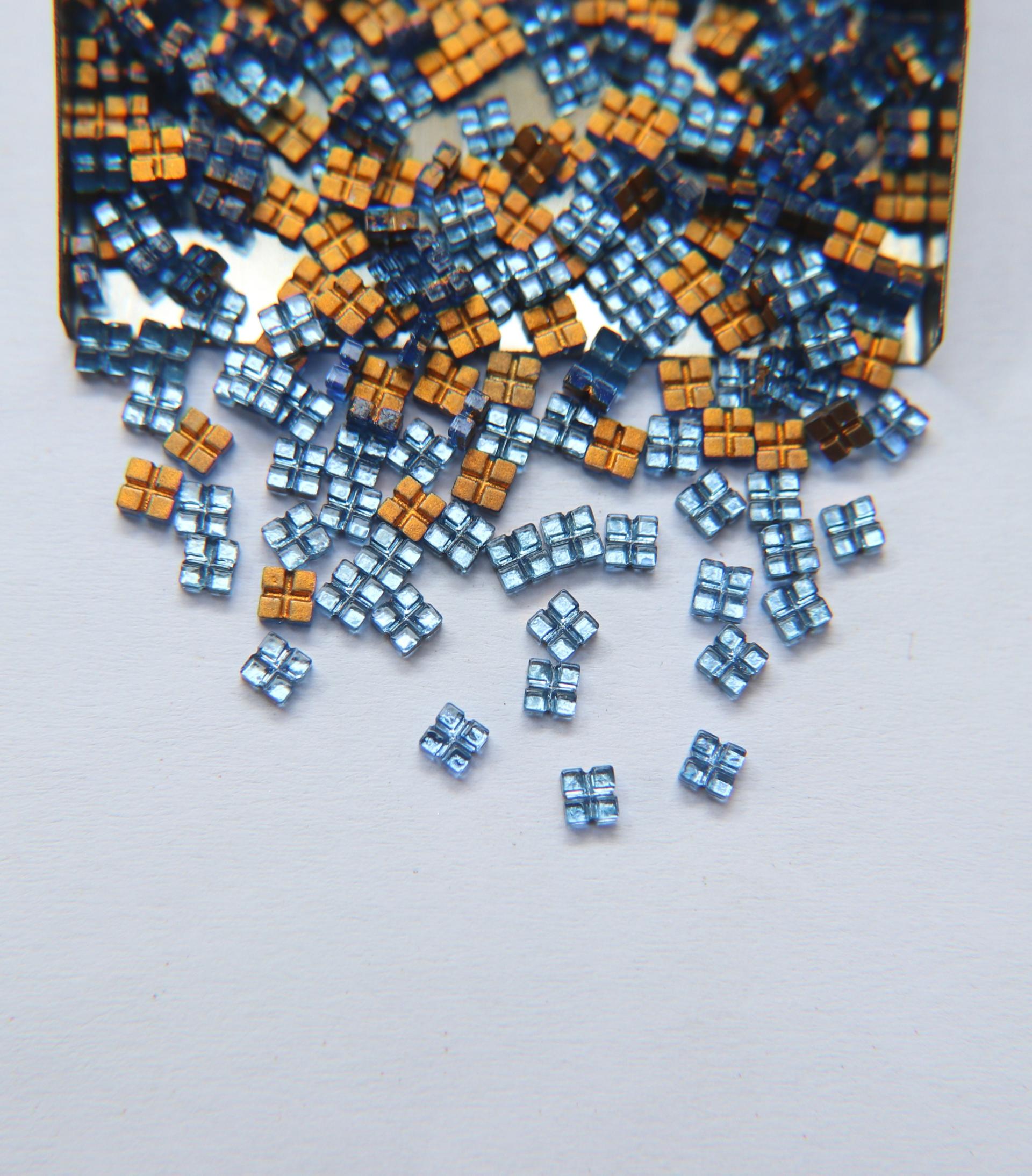 3.6mm Vintage Sapphire Square tiles flat back no holes, foiled 24/72/144/432 Pieces