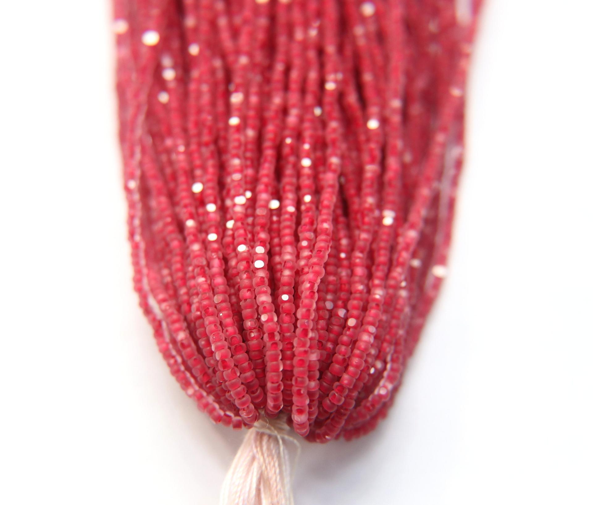 11/0 Hanks Charlotte Cut Beads Crystal Matt Ruby Lined 1/5/25/50/100 Hanks PREMIUM SEED BEADS, Native Supplies
