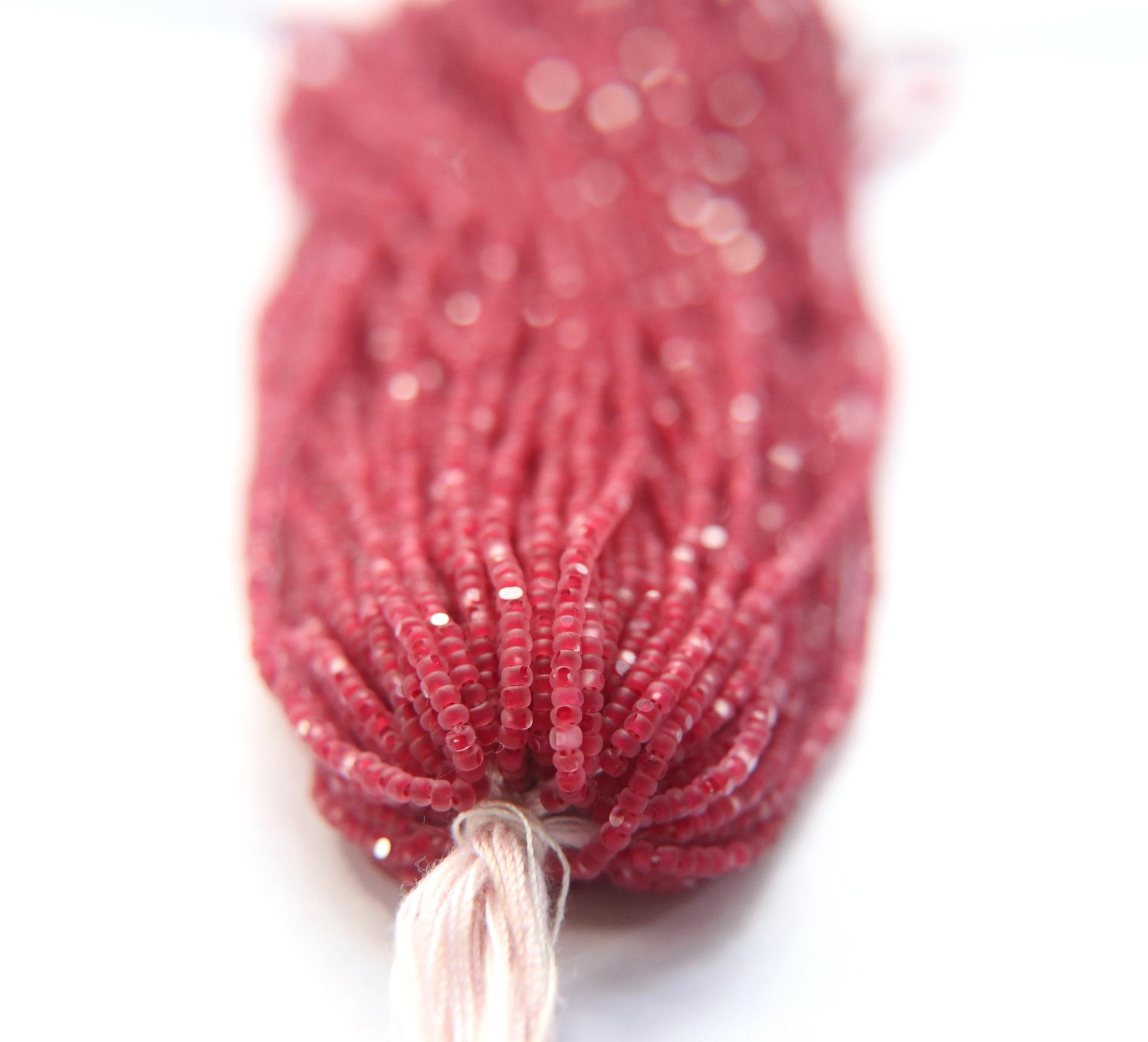 11/0 Hanks Charlotte Cut Beads Crystal Matt Ruby Lined 1/5/25/50/100 Hanks PREMIUM SEED BEADS, Native Supplies
