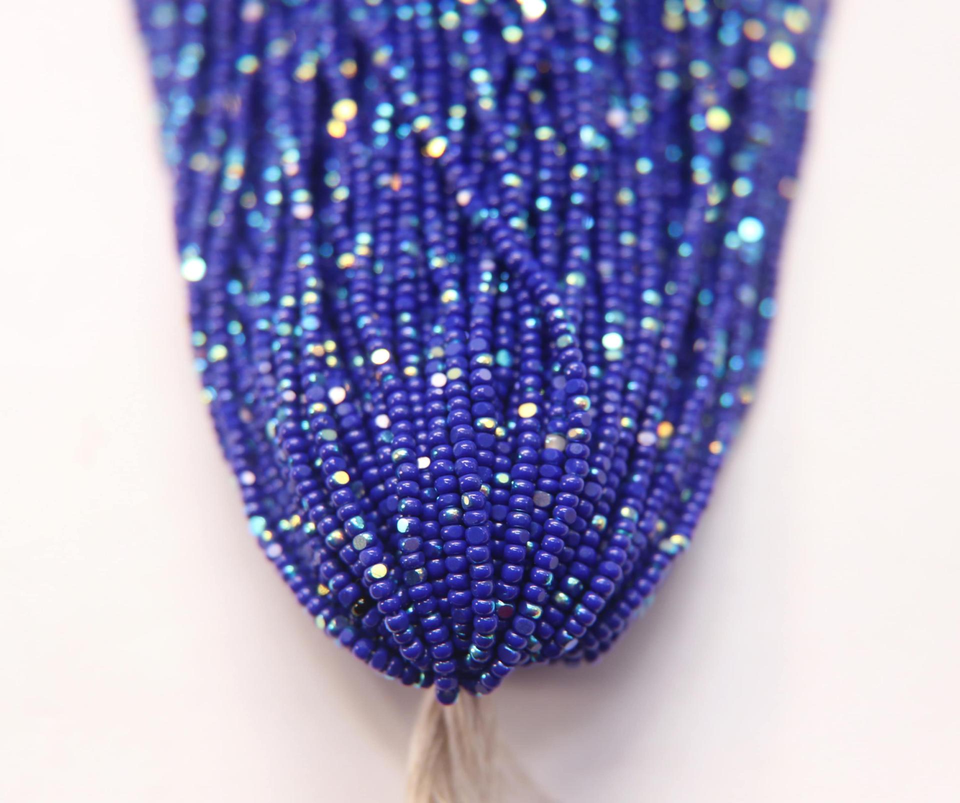 11/0 Hanks Charlotte Cut Beads Patina Medium Blue Opaque Aurore Boreale 1/5/25/50/100 Hanks PREMIUM SEED BEADS, Native Supplies