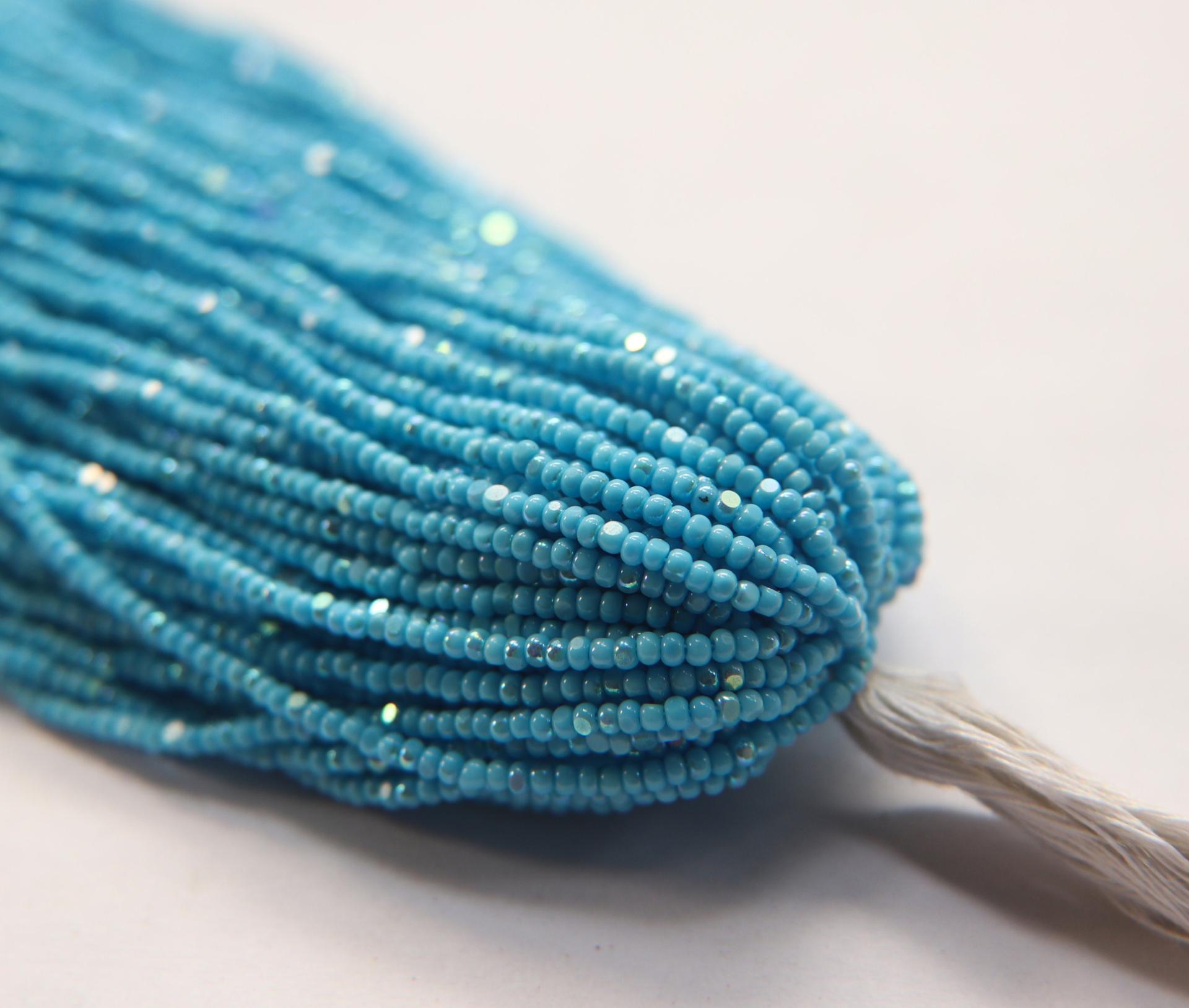 11/0 Hanks Charlotte Cut Beads Patina Turquoise Opaque Aurore Boreale 1/5/25/50/100 Hanks PREMIUM SEED BEADS, Native Supplies