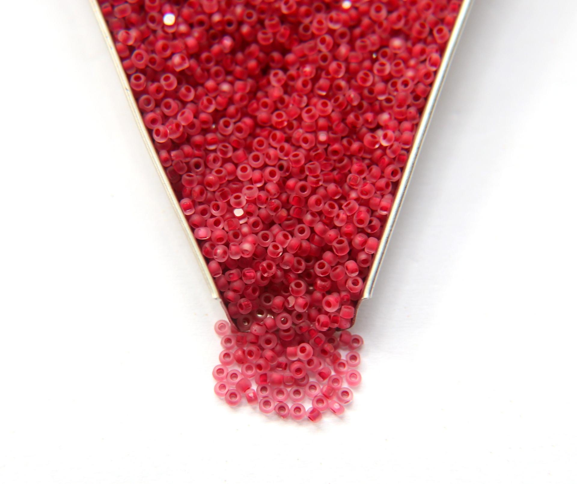 11/0 Charlotte Cut Beads Crystal Matt Ruby Lined 10/20/50/250/500 Grams embroidery materials, jewelry making, vintage beads, rare finding