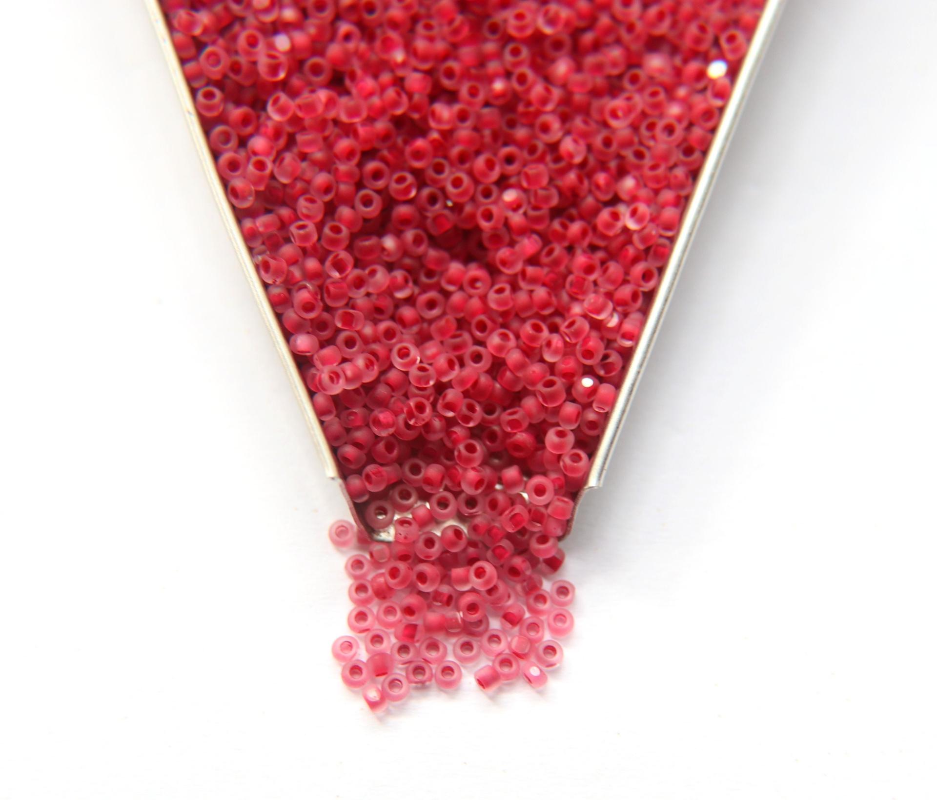 11/0 Charlotte Cut Beads Crystal Matt Ruby Lined 10/20/50/250/500 Grams embroidery materials, jewelry making, vintage beads, rare finding