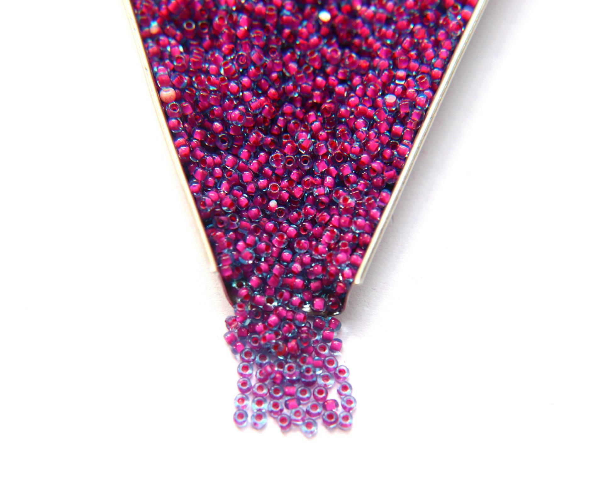 11/0 True cuts Charlotte Beads Aqua Fuchsia Lined 10/20/50/250/500 Grams PREMIUM SEED BEADS, Native Supply