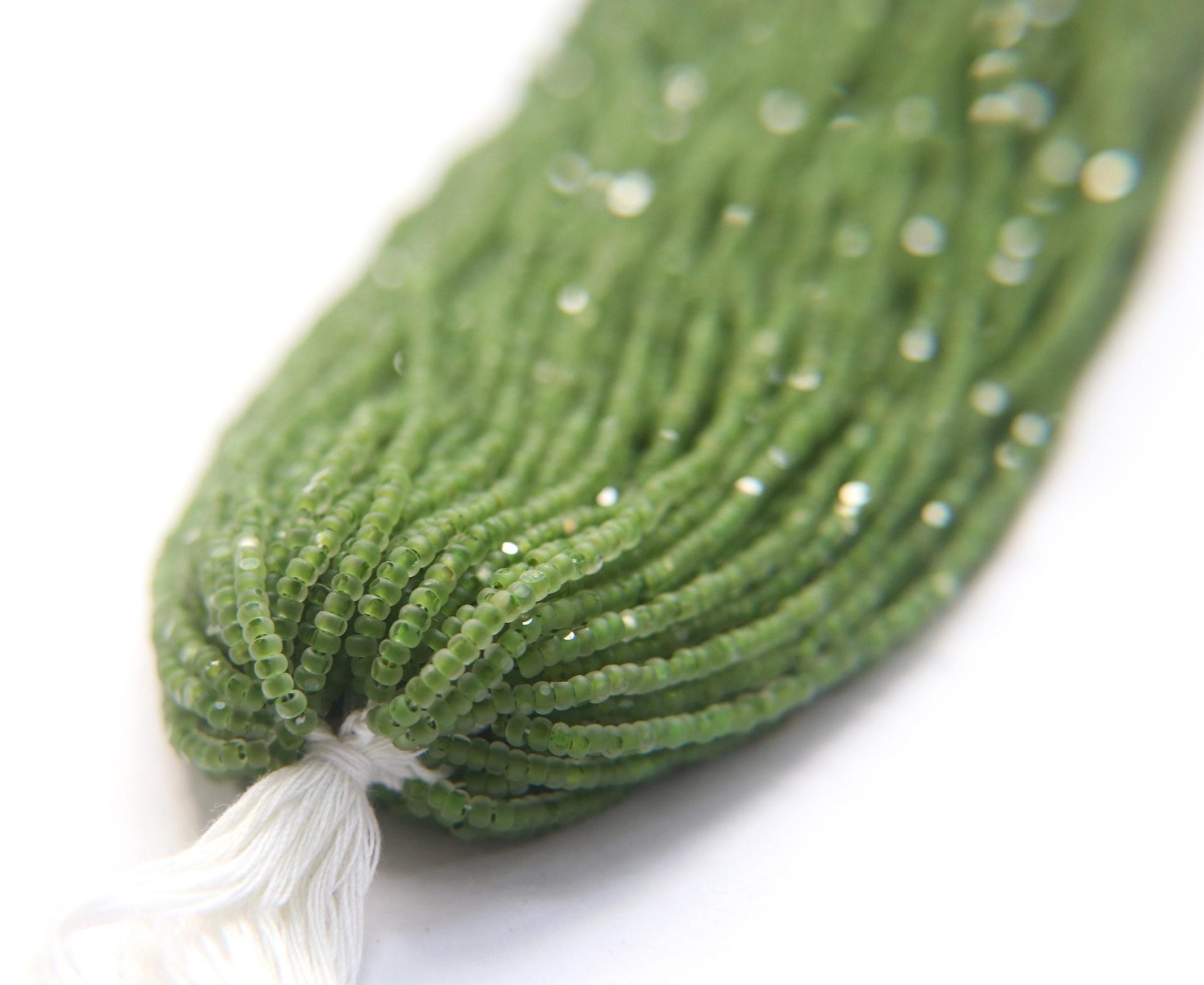11/0 Hanks Charlotte Cut Beads Crystal Matt Olivine Lined 1/5/25/50/100 Hanks PREMIUM SEED BEADS, Native Supplies