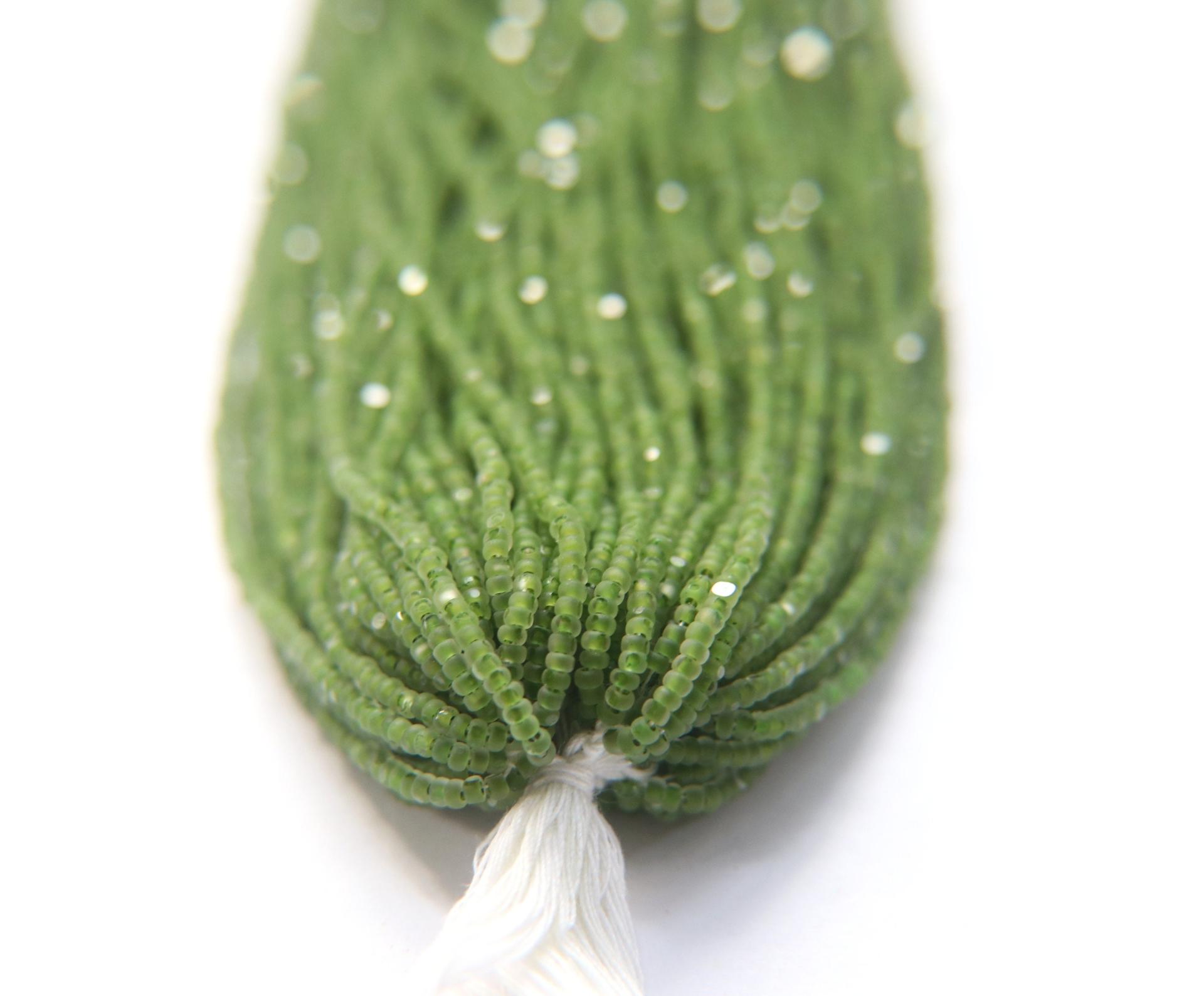 11/0 Hanks Charlotte Cut Beads Crystal Matt Olivine Lined 1/5/25/50/100 Hanks PREMIUM SEED BEADS, Native Supplies
