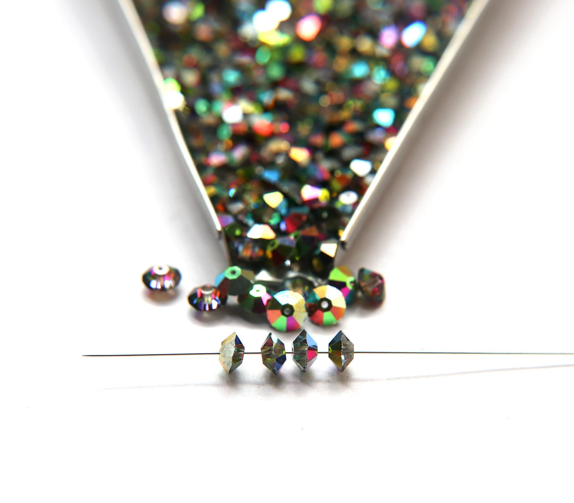 6x4mm Vintage Swarovski Light Vitrail Medium Flat Bicone Spacer Beads 6/12/36/172/44/288/720 Pieces jewelry making, wedding decorations