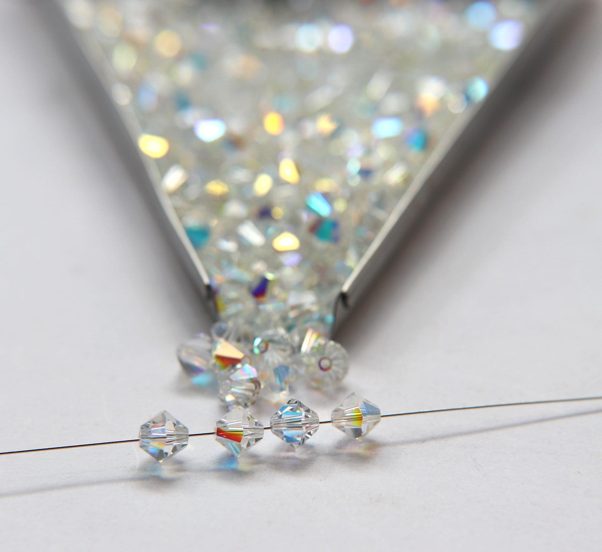 6mm Crystal Aurore Boreale Swarovski Bicone Cuts 12/36/72/144/288 Pieces jewelry making/embroidery materials / premium vintage materials