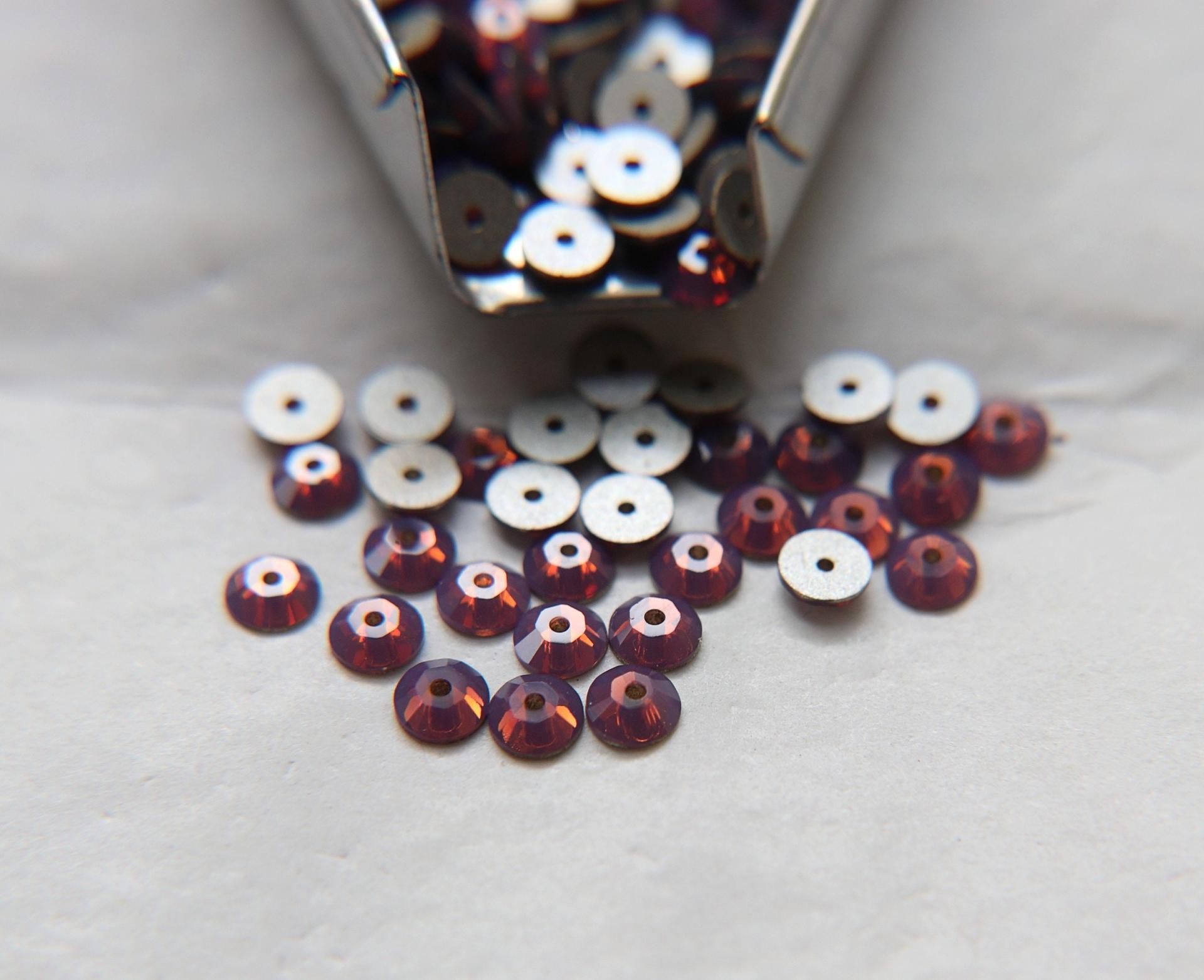 4mm Swarovski Crystal Cyclamen Opal Spacers Lochrose Sew-On Style 3128 or 3112 or 3000 36/72/144/1440 Pieces, embroidery materials