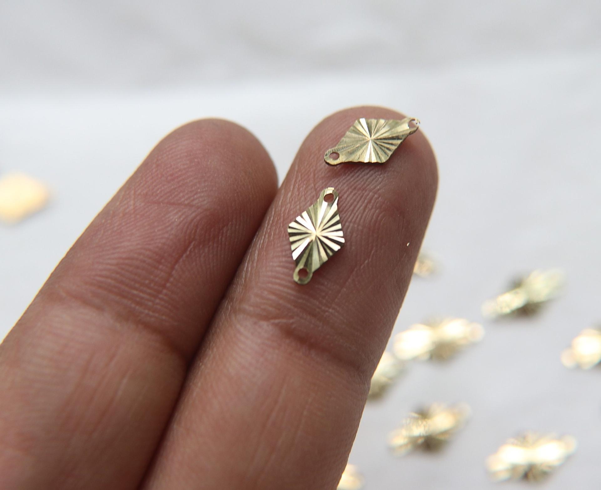 Faceted 10x6 mm Metal Brass 2 holes charms 50/100/250/500 Pieces, Faceted Brass beads, , Bracelets charms, brass findings