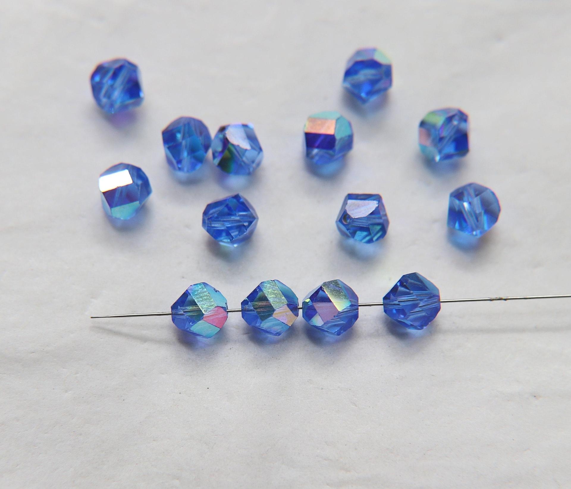 6mm Swarovski Sapphire Aurore Boreale Vintage Beads 5020 Faceted Helix Bead 6/12/36/72/144 Pieces Jewelry making beads
