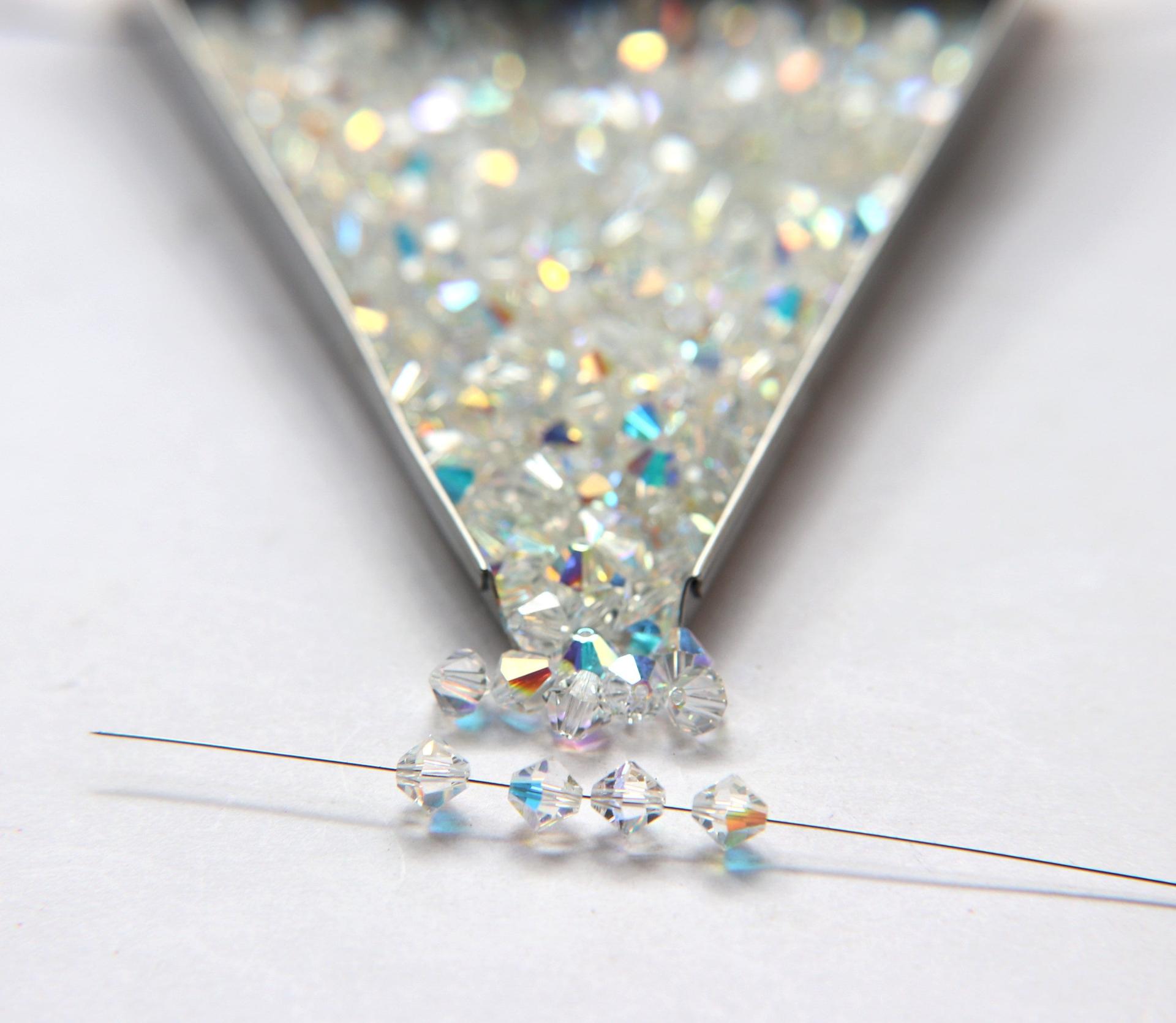6mm Crystal Aurore Boreale Swarovski Bicone Cuts 12/36/72/144/288 Pieces jewelry making/embroidery materials / premium vintage materials
