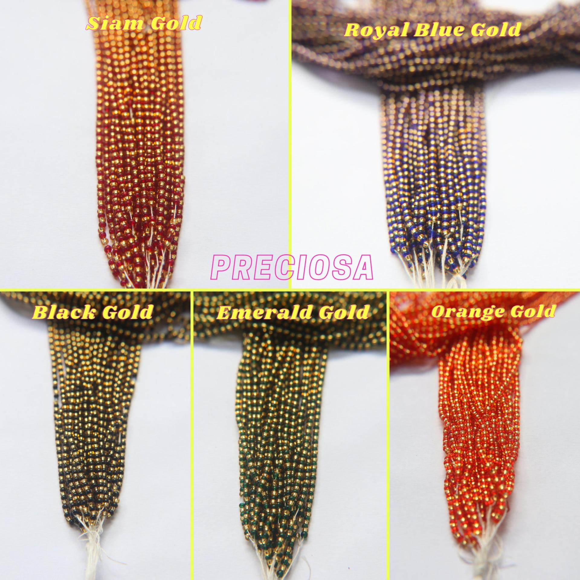 11/0 Czech Seed Bead Hanks Color Transparent Goldline (5 Colors) 45" Full hanks Preciosa Ornella loose beads, mix beads