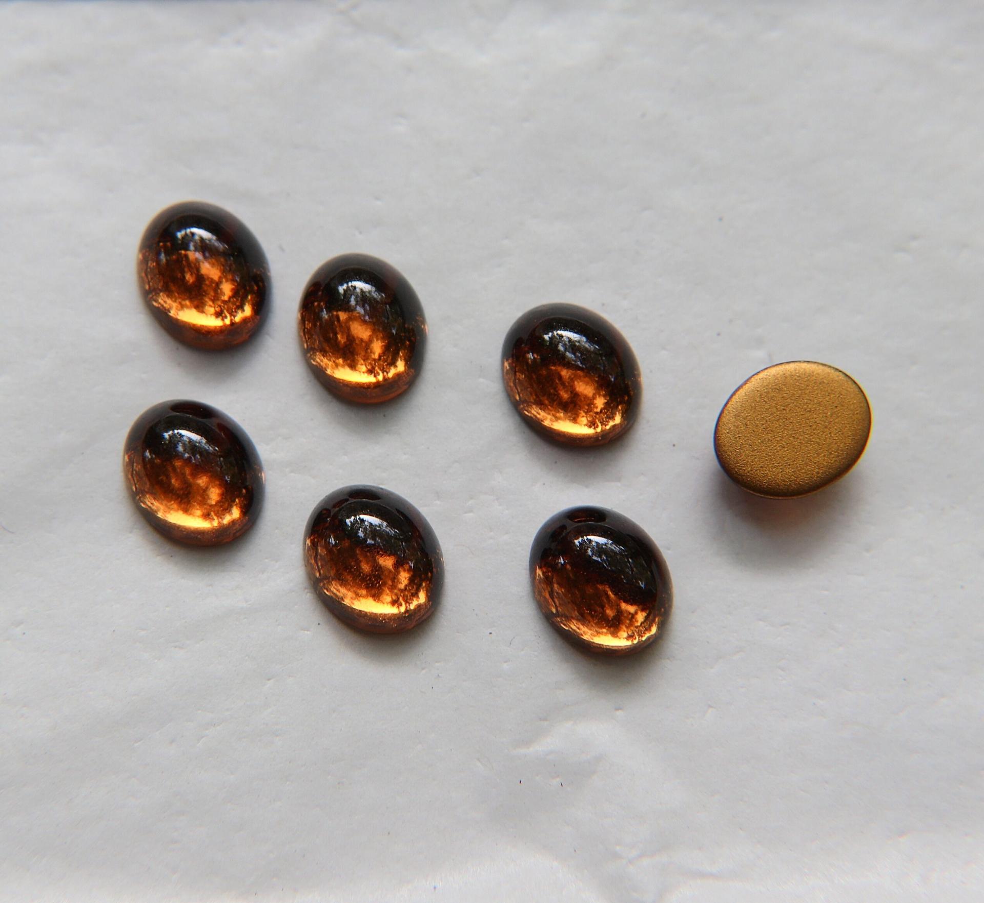 Swarovski 12x10 mm Vintage Smoked Topaz Flat Back Oval foiled Cabochon Cabs in Crystal foiled 12/36/72/144 Pieces