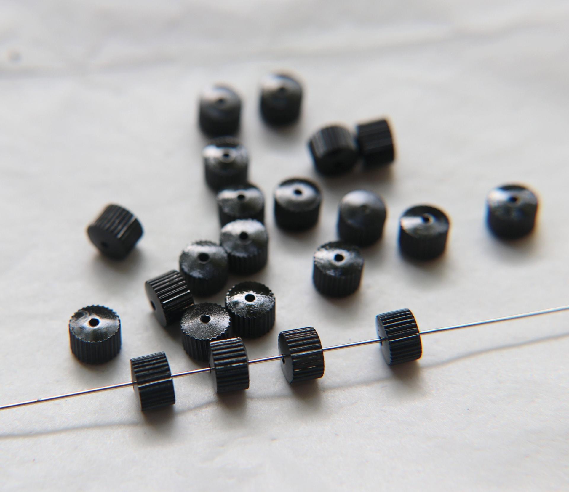 Vintage Jet Corrugate Rondelles of Swarovski Crystals 6x4mm 12/36/72/144 Pieces, vintage findings