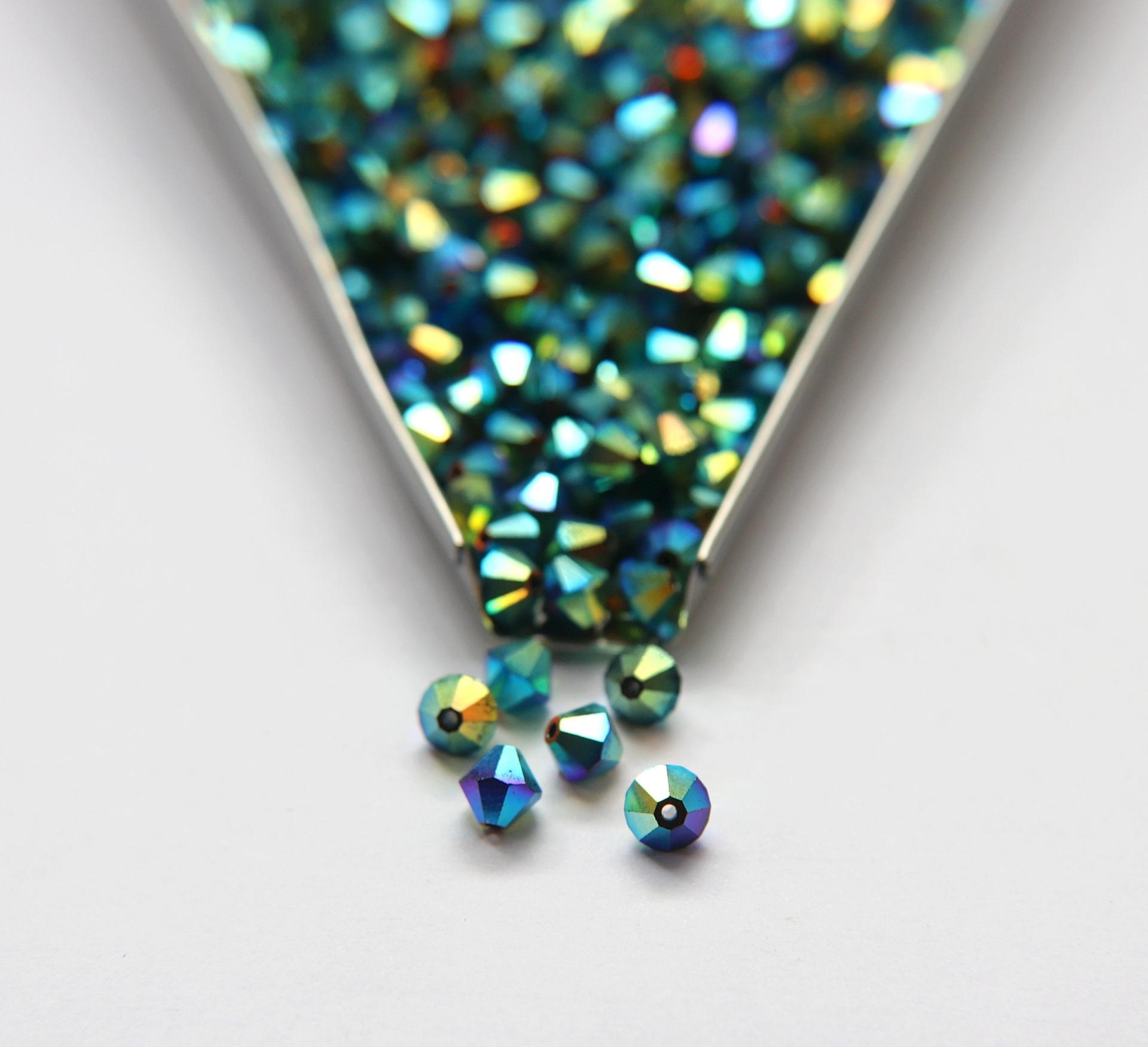 6mm Jet 2X Aurore Boreale Bicone beads Cuts 12/36/72/144/288 Pieces (267) SWAROVSKI ELEMENTS rainbow beads, jewelry making, findings
