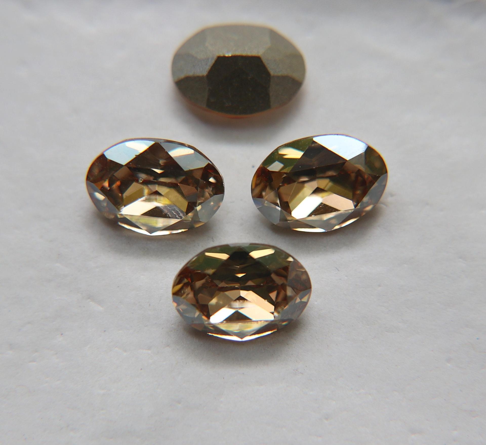 Vintage Swarovski 14x10 mm Crystal Golden Shadow Oval Shape 4128/4100 Premier Crystal Rhinestones gemstones, jewlery
