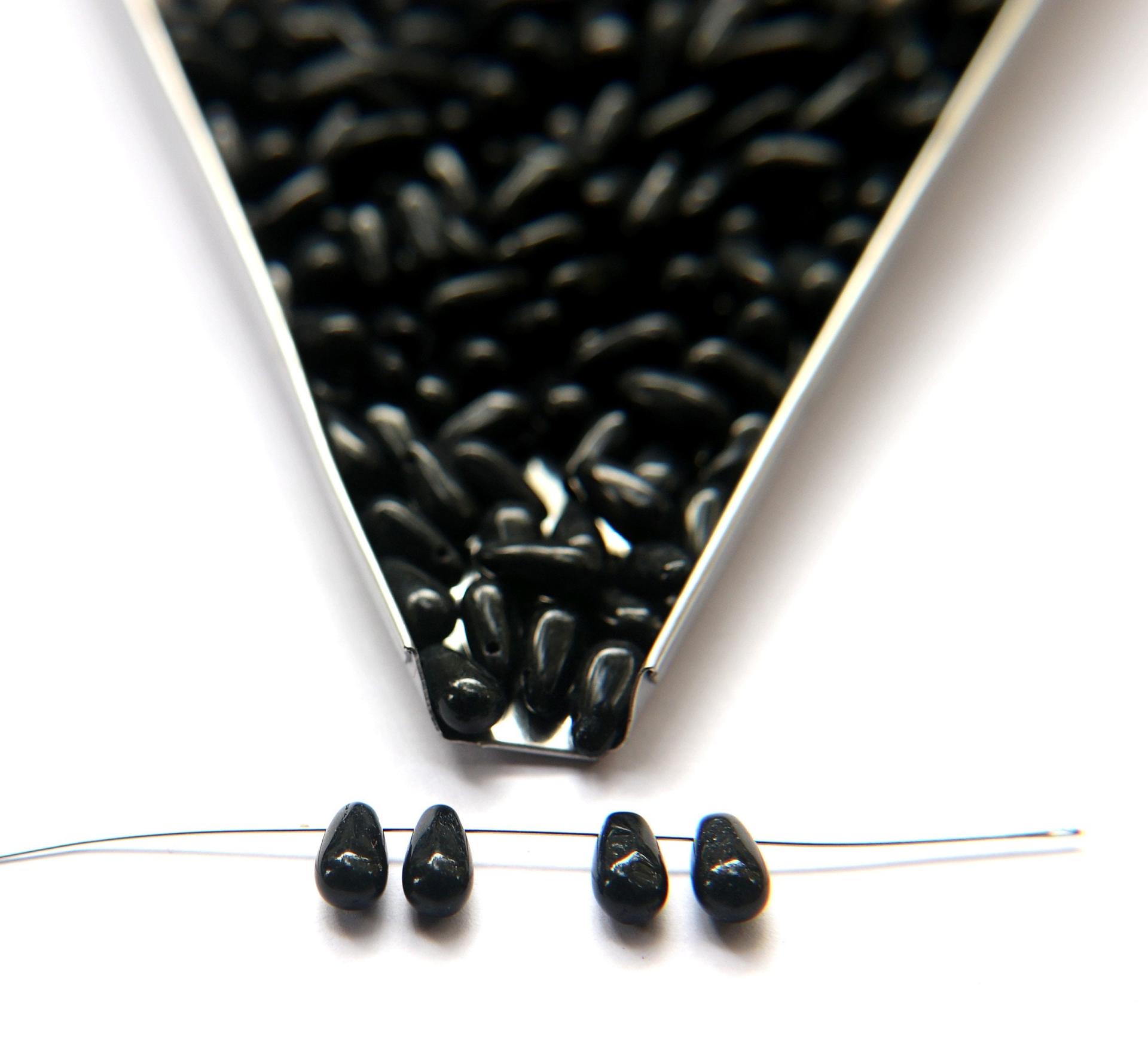 Jet 11X5 MM Czech Smooth Vintage Glass Drops 36/144/288 Pieces Faceted Glass Drops, Vintage Glass Beads, Glass Drops