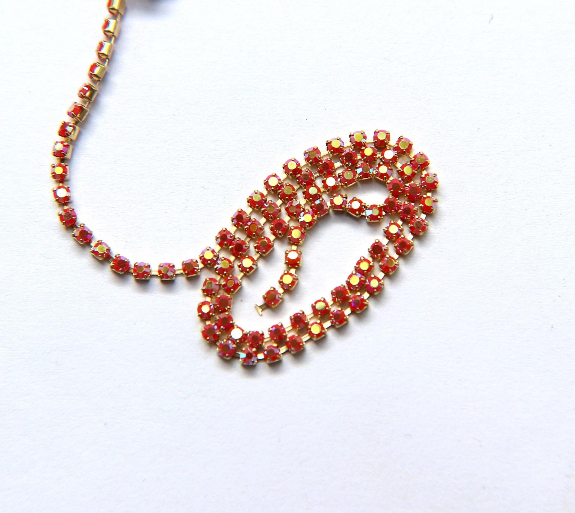 14PP Rhinestone Chain Preciosa Coral Aurore Boreale 2mm (0.5/1/2/5 meters) Wedding Bridal Supplies|Jewelry Making|Decoration, vintage