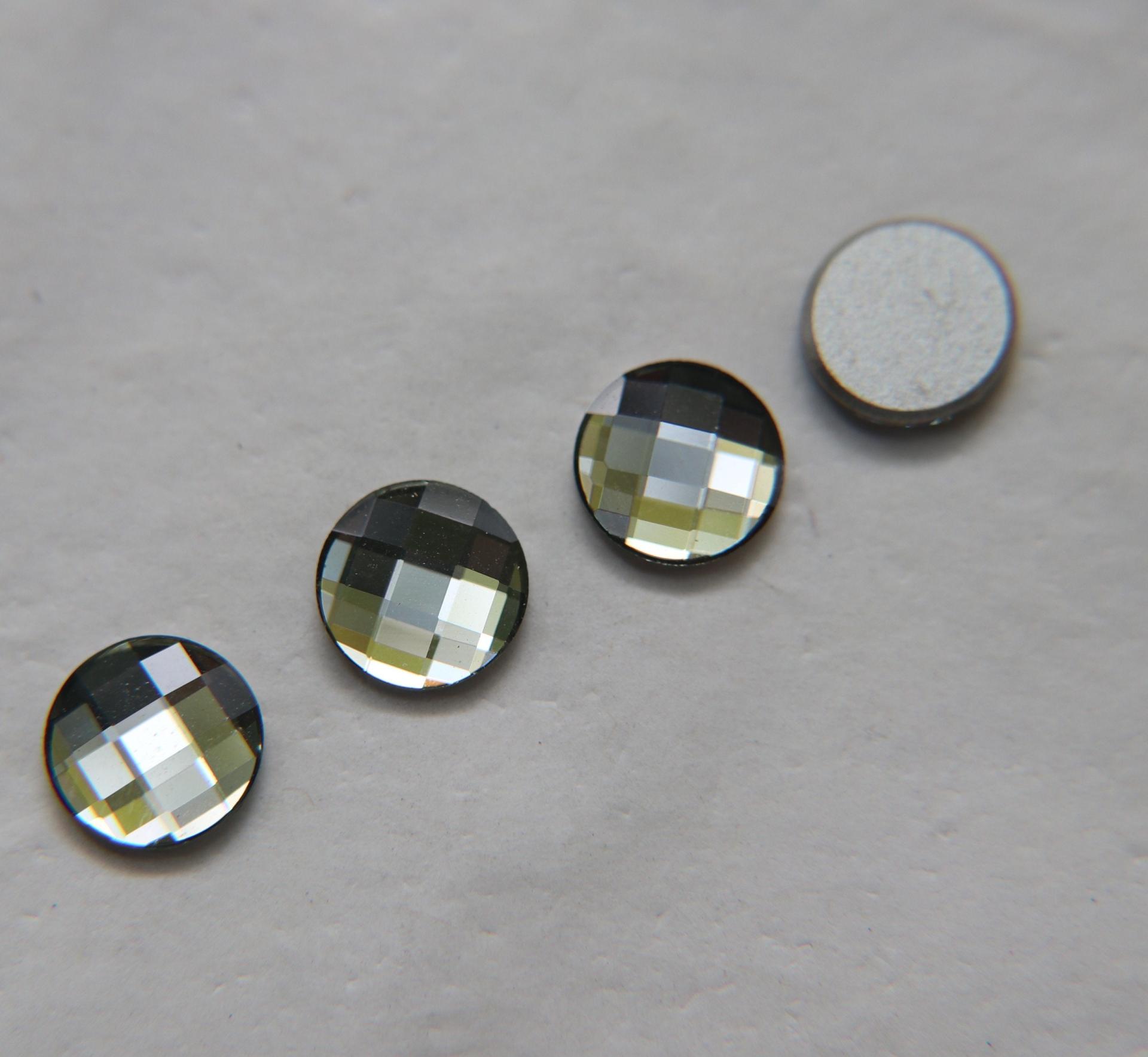 Swarovski Chessboard Circle Flat Back No Hotfix (2035) 10mm - Black Diamond/Aquamarine foiled 6/12/36/72/144 Pieces