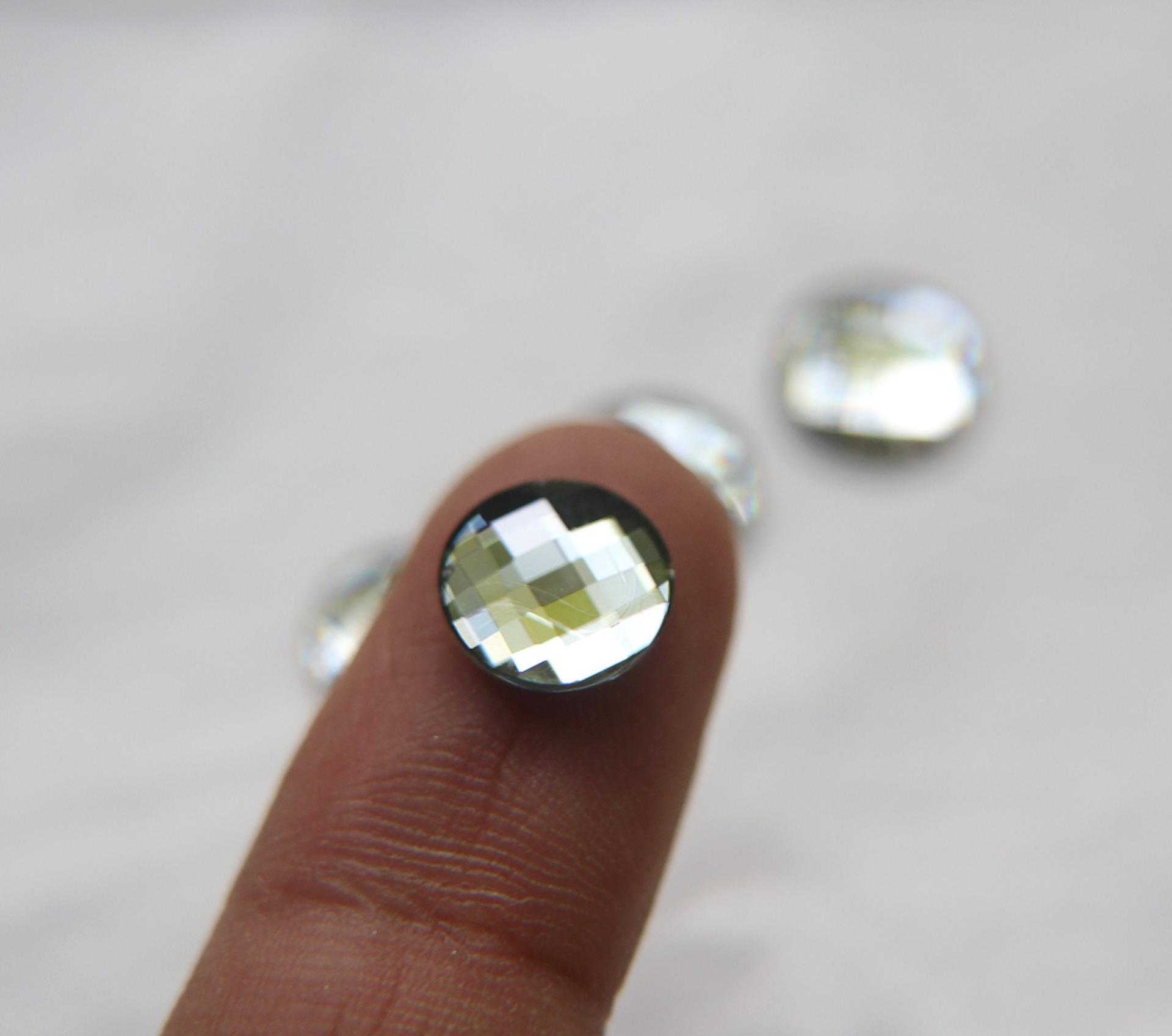 Swarovski Chessboard Circle Flat Back No Hotfix (2035) 10mm - Black Diamond/Aquamarine foiled 6/12/36/72/144 Pieces