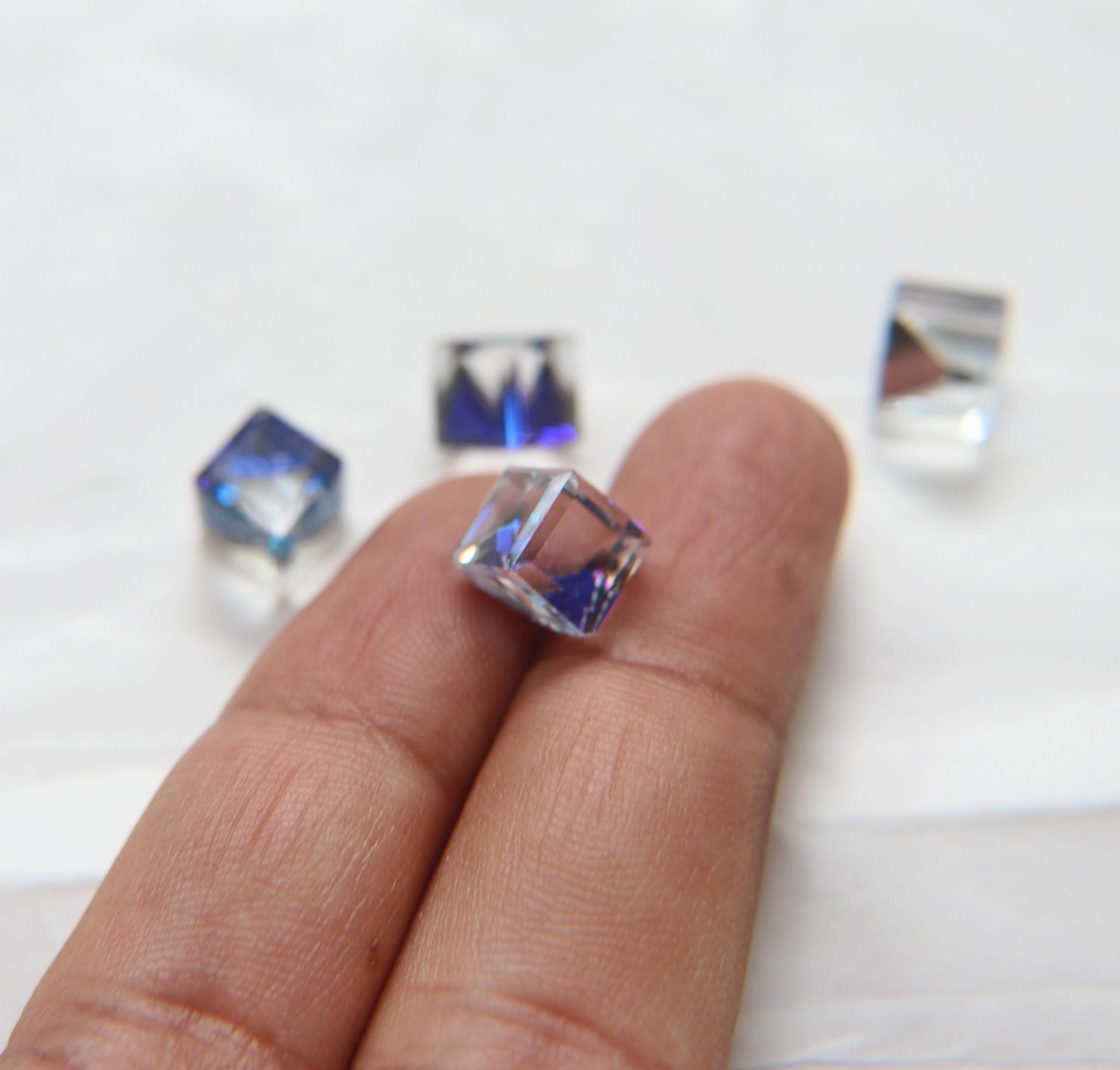 6MM Vintage Swarovski crystal stones in cut corner cube fancy stone 4841 Austrian lead crystal rhinestones