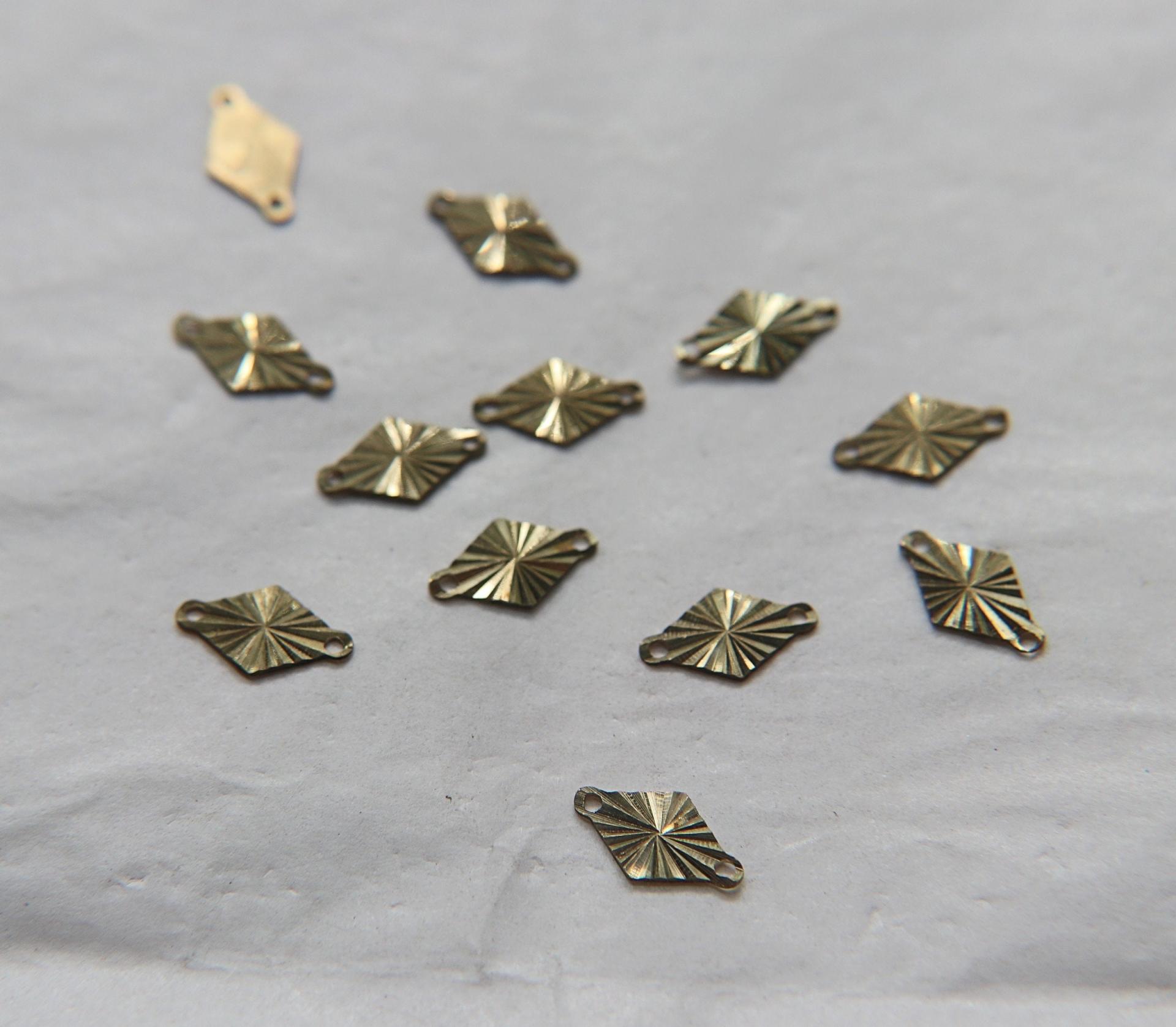 Faceted 10x6 mm Metal Brass 2 holes charms 50/100/250/500 Pieces, Faceted Brass beads, , Bracelets charms, brass findings