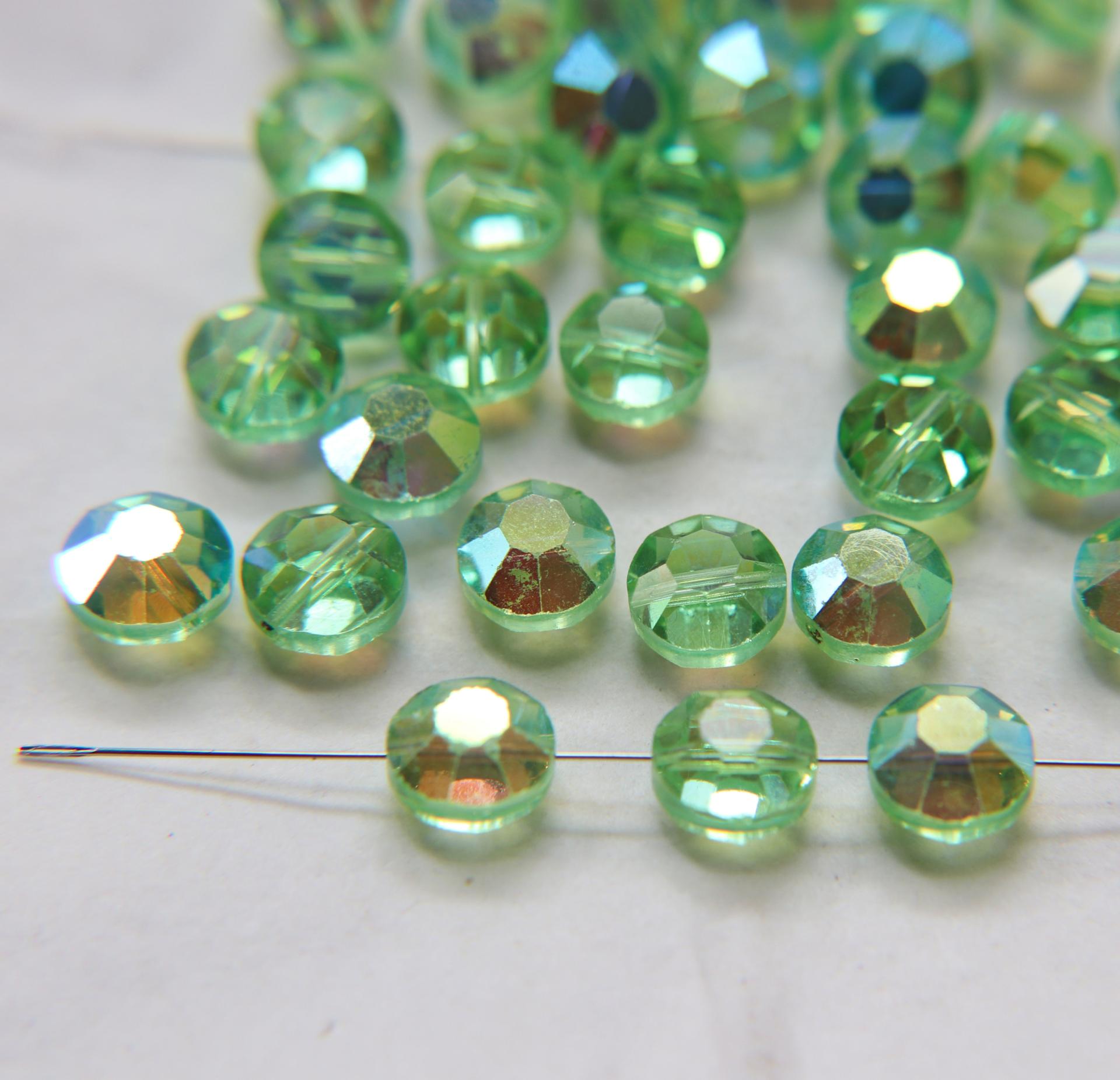 12mm Swarovski 5100 vintage round and slightly flattened crystal beads Peridot Aurore Boreale, 2/6/12/36/72/144 Pieces Vintage findings