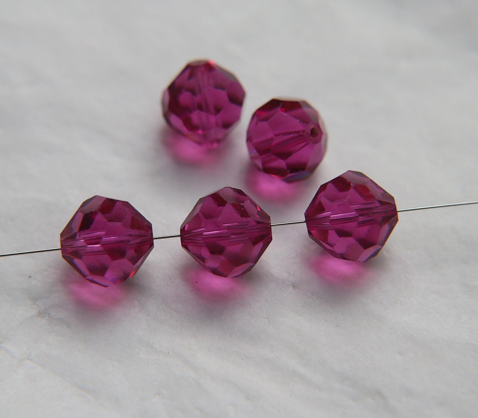 12mm Vintage Swarovski crystal beads, Fuchsia faceted article 5309, 2/6/12/36 Pieces