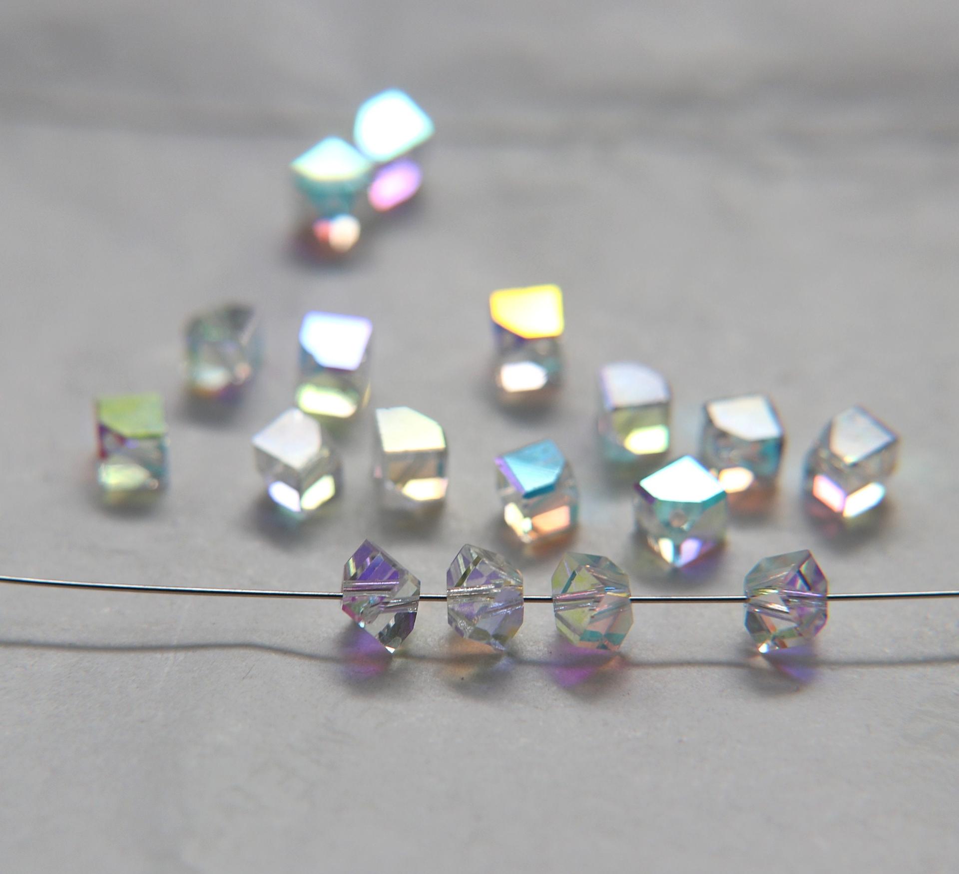 Swarovski 5600 6mm Offset Cube Beads Crystal AB 2/6/12/36 Pieces wedding decorations, jewelry supplies, craft supply