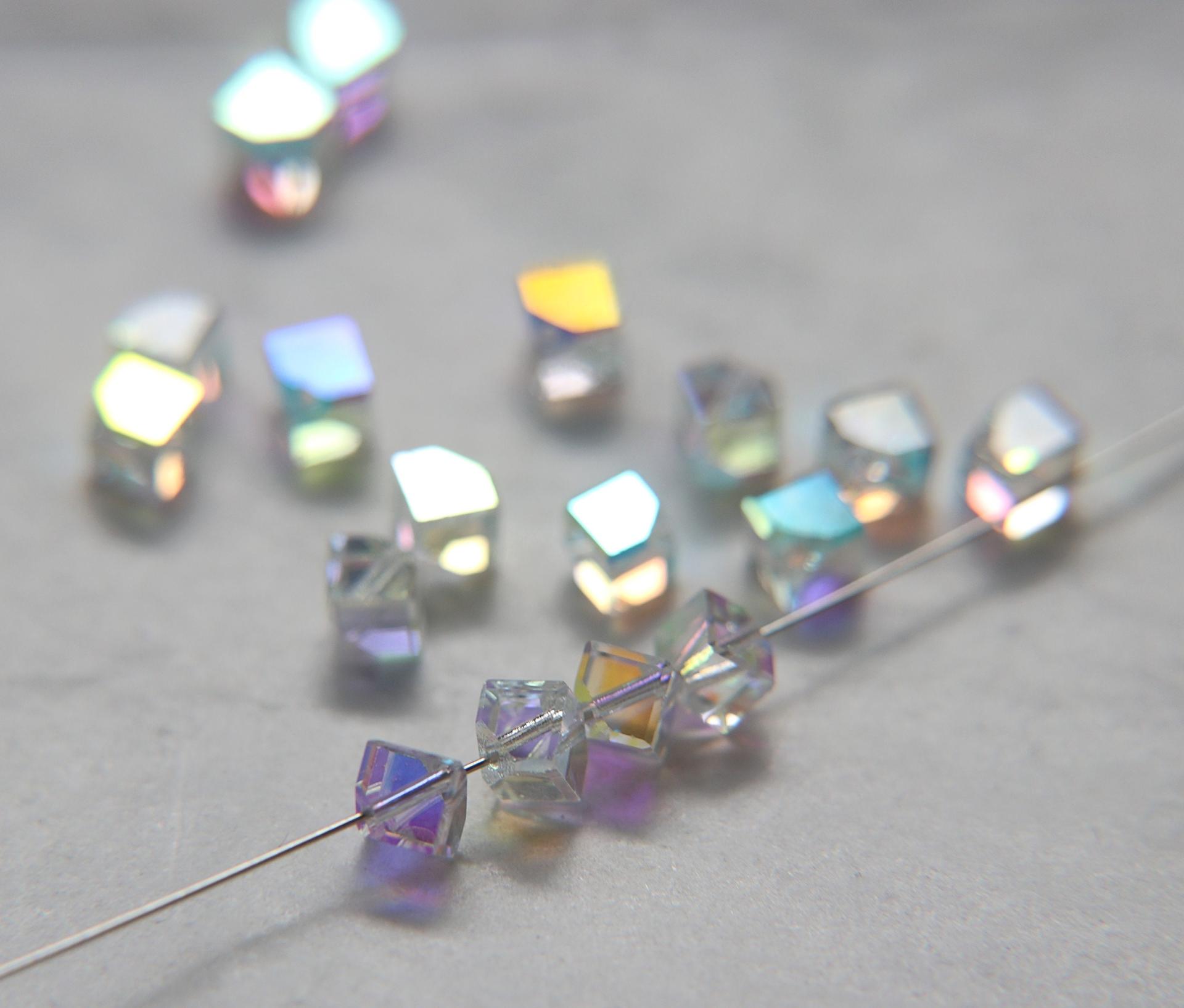 Swarovski 5600 6mm Offset Cube Beads Crystal AB 2/6/12/36 Pieces wedding decorations, jewelry supplies, craft supply